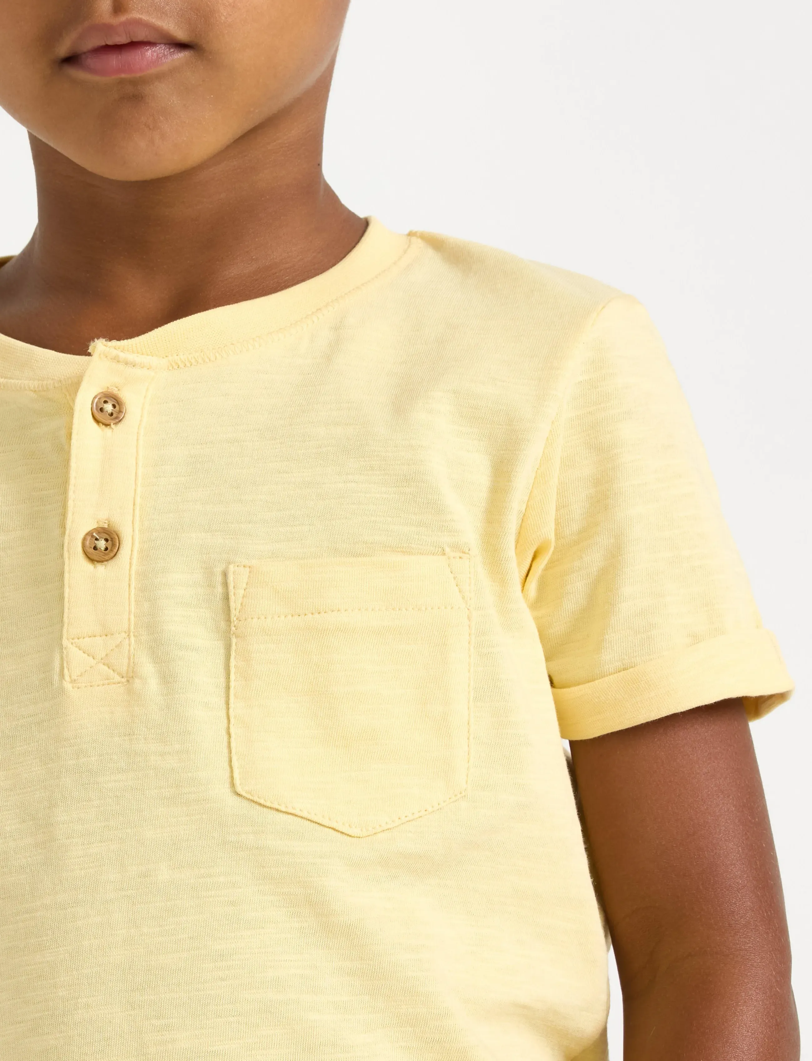 Lindex - Top in slub jersey - short-sleeved t-shirts - light yellow - 4