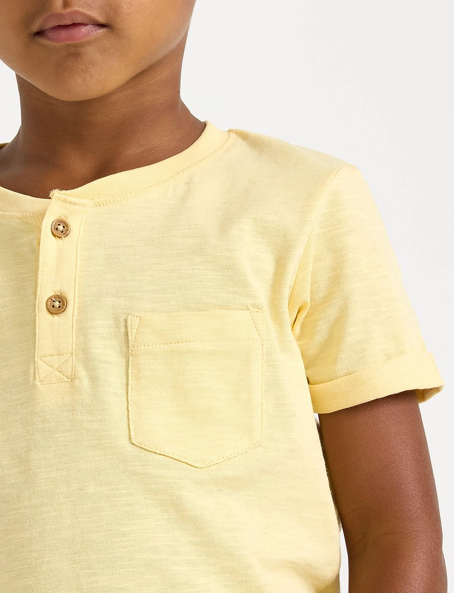 Lindex - Top in slub jersey - kurzärmelige - light yellow - 4