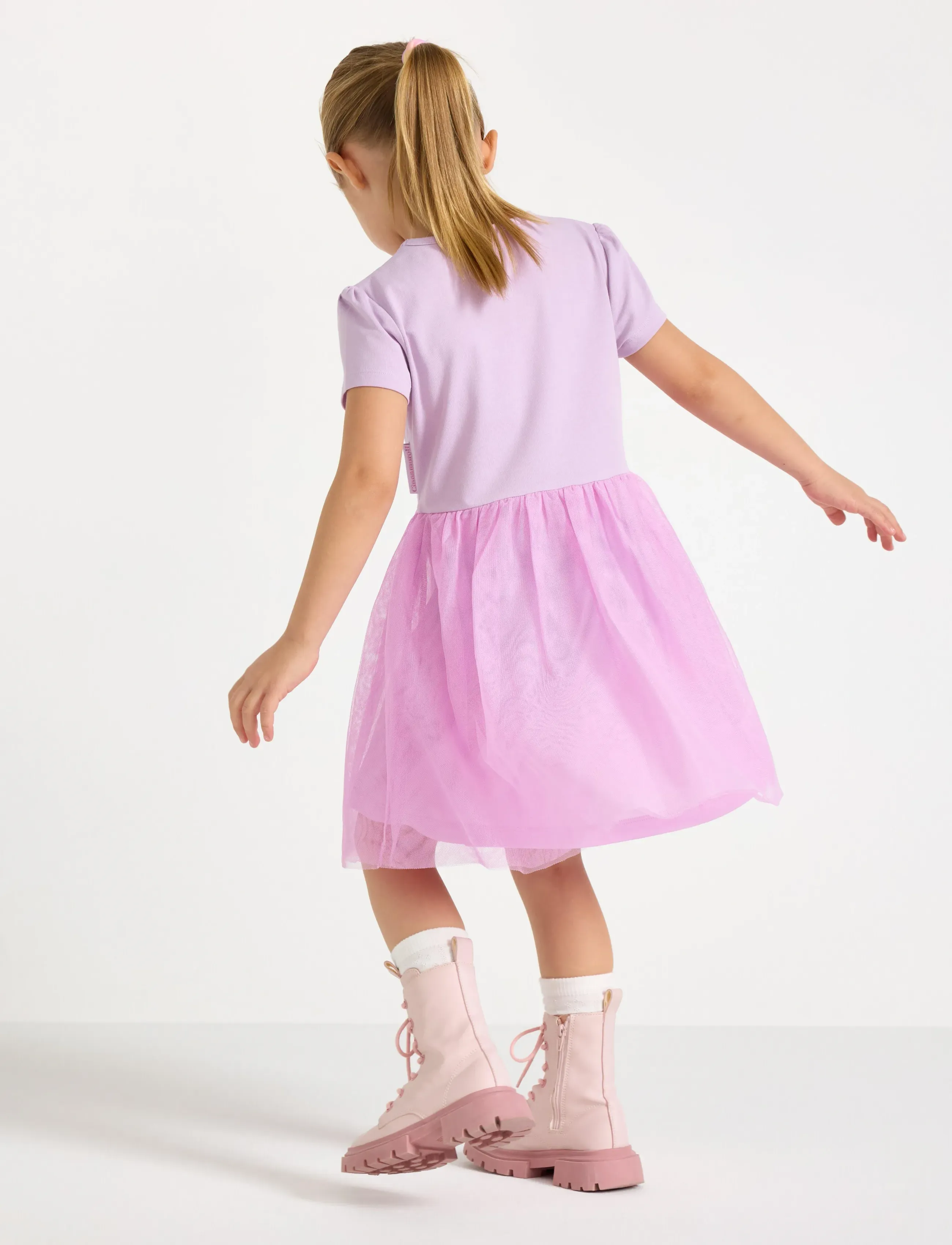 Lindex - Cinnamoroll short-sleeved dress with tulle skirt - kurzärmelige freizeitkleider - light lilac - 3