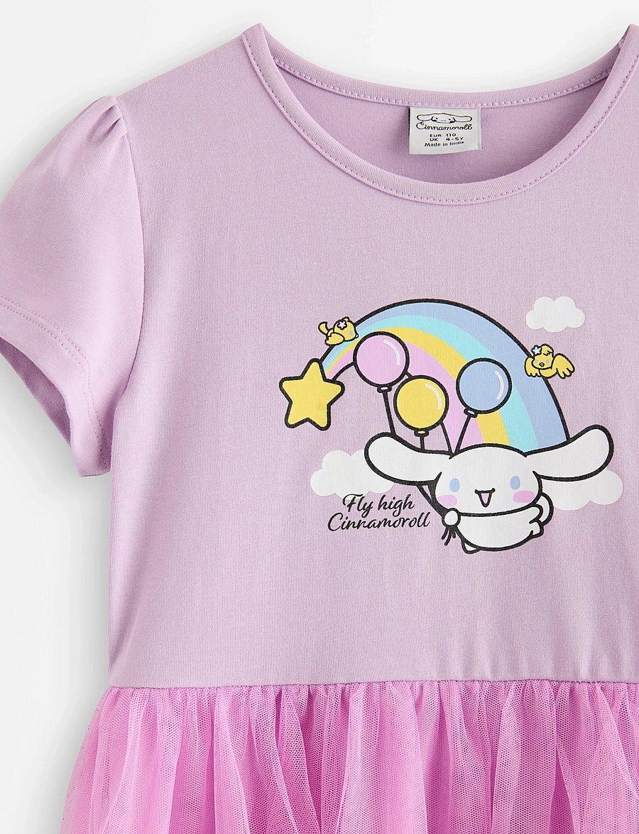 Lindex - Cinnamoroll short-sleeved dress with tulle skirt - sukienki codzienne z krótkim rękawem - light lilac - 5