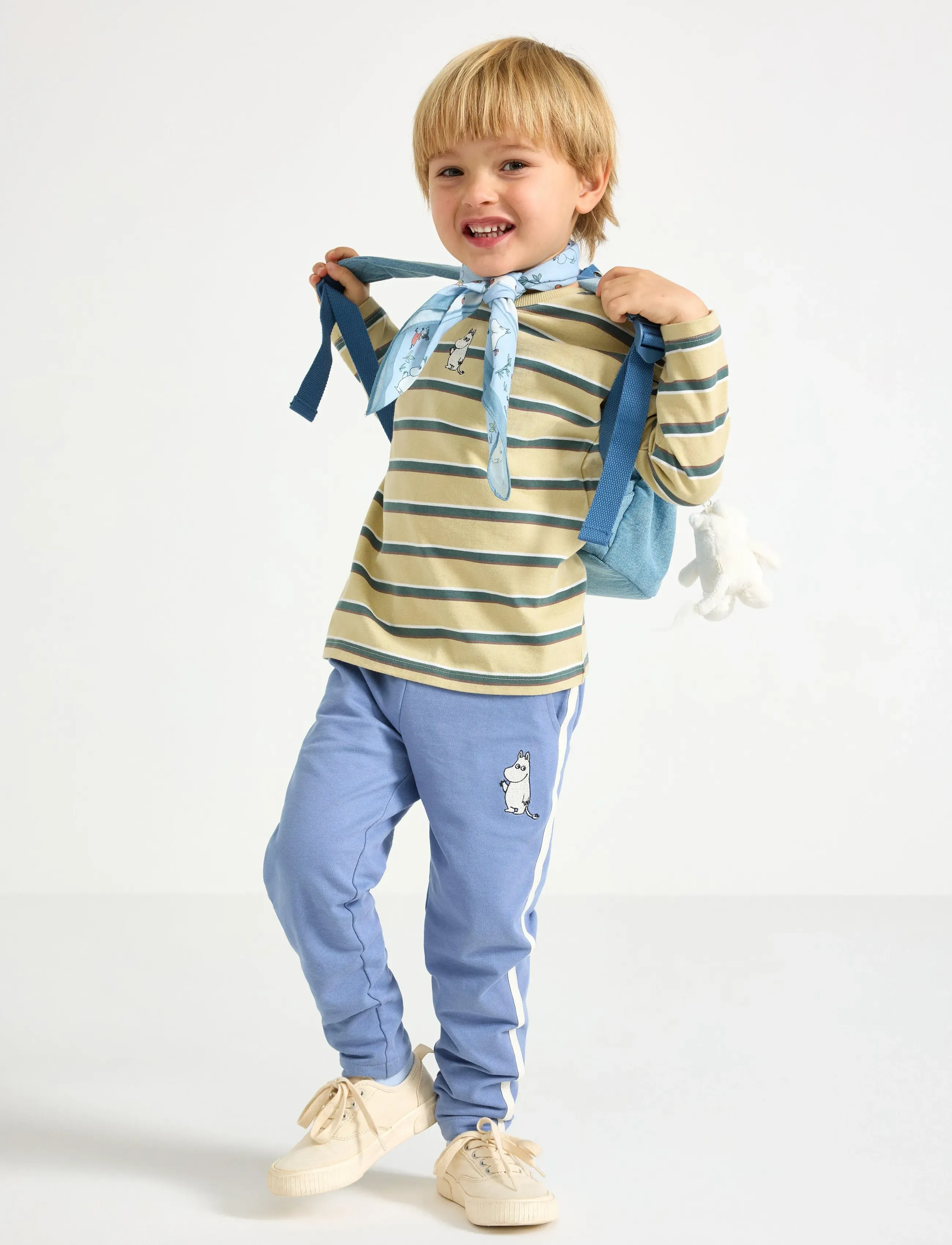 Lindex Trousers Moomin side stripe - Bukser - BLUE / blue