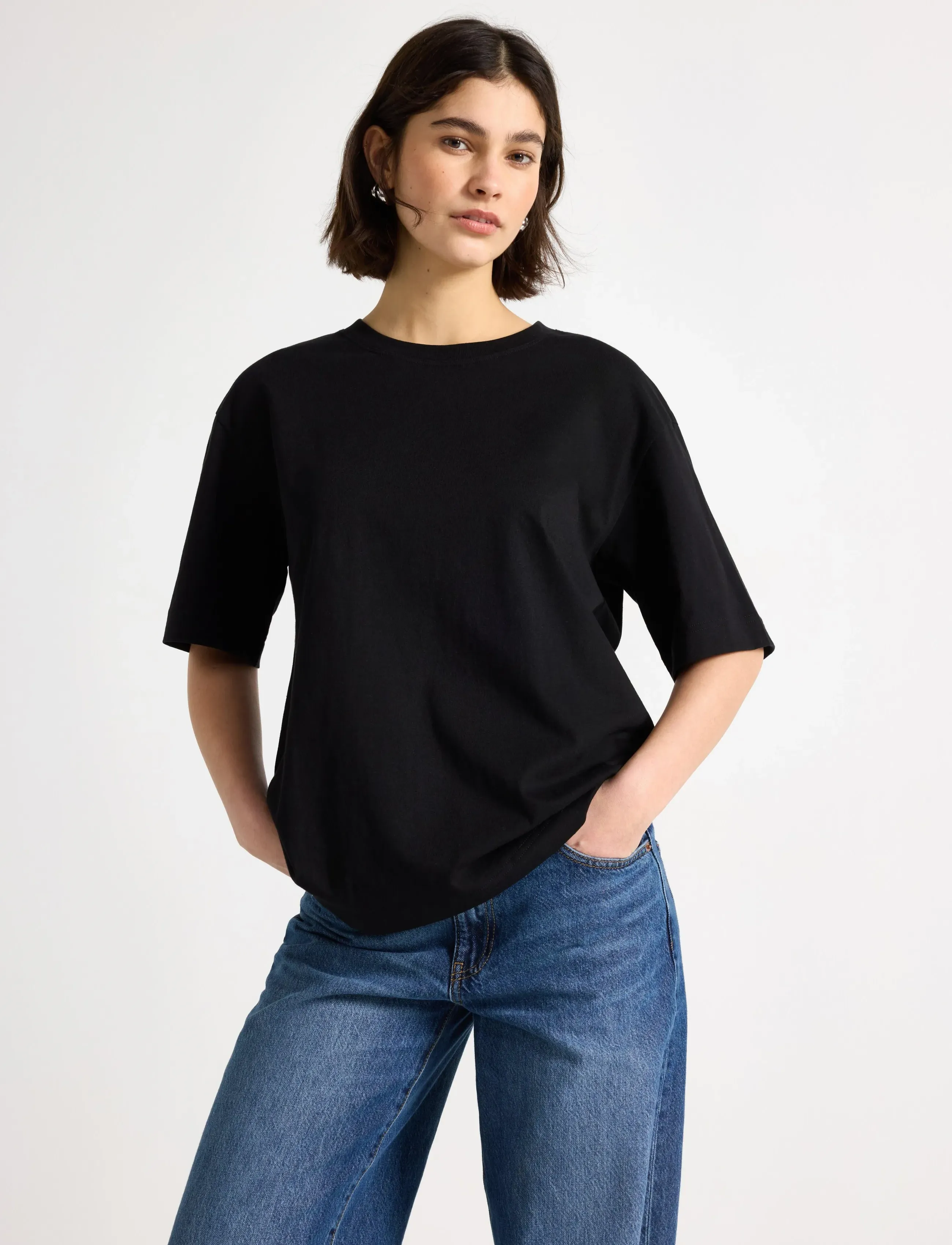 Lindex Oversized T-Shirt, Kvinder, Oversized T-Shirt, Sort, Str: M