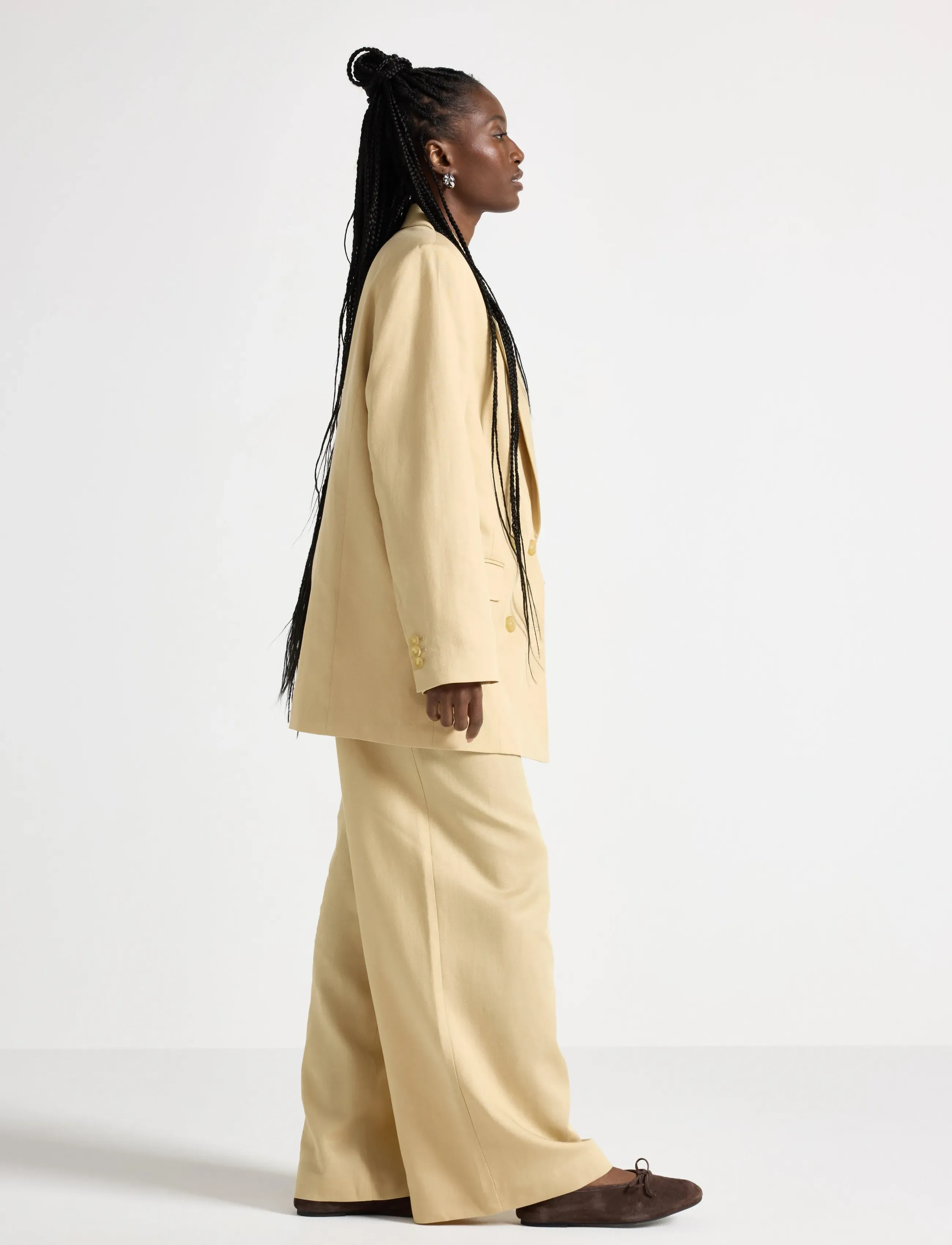 Lindex Trousers Amelia, Kvinder, Plisserede Vide Bukser, Gul, Str: 38