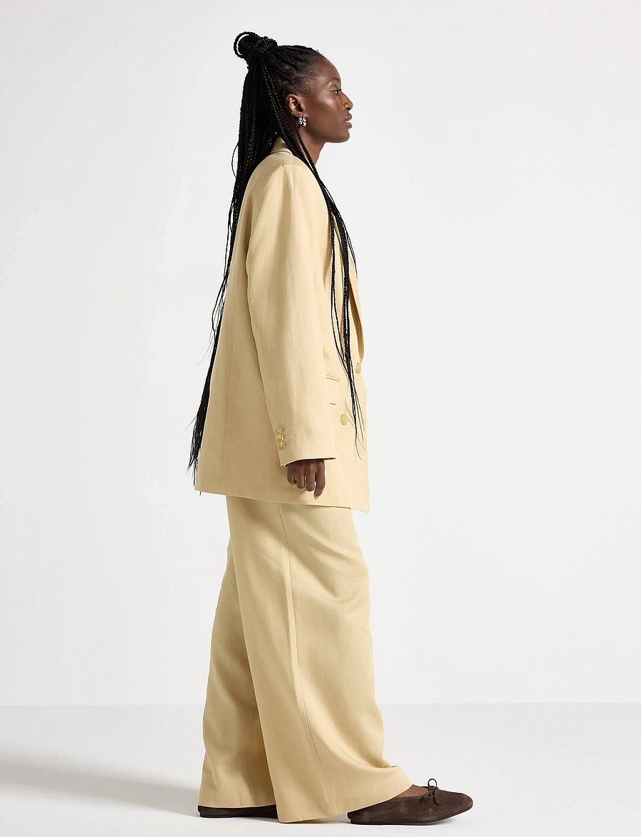 Lindex - Trousers Amelia - laia säärega püksid - dark dusty yellow - 0