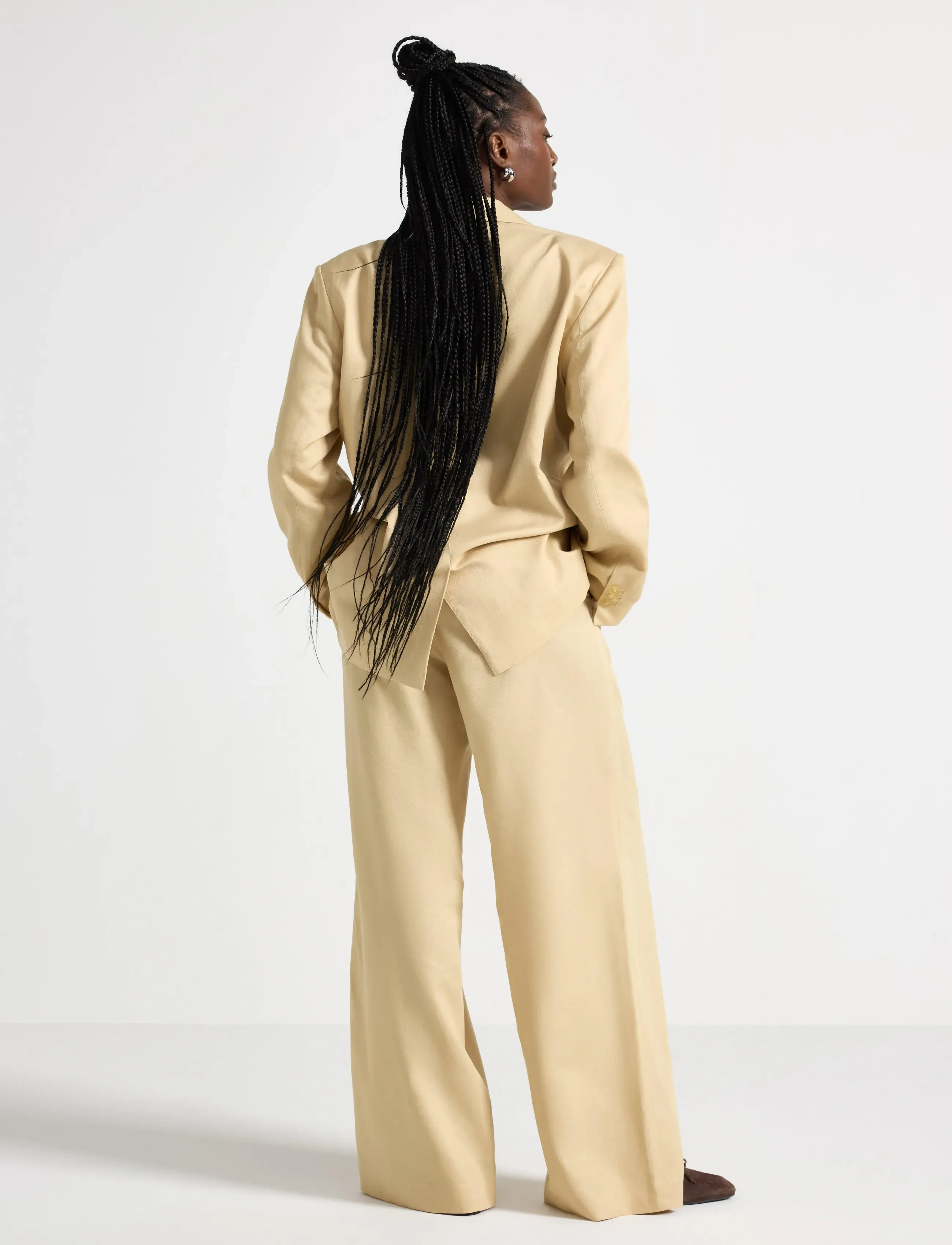 Lindex - Trousers Amelia - vida byxor - dark dusty yellow - 3