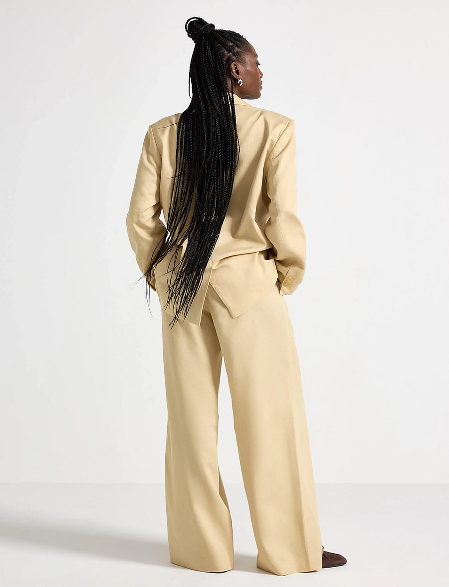 Lindex - Trousers Amelia - laia säärega püksid - dark dusty yellow - 3