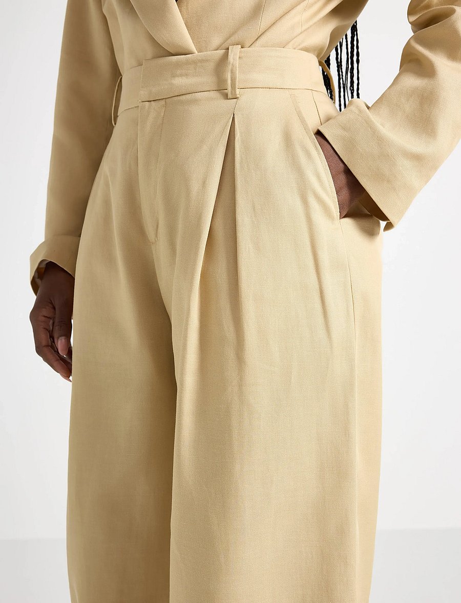 Lindex - Trousers Amelia - laia säärega püksid - dark dusty yellow - 4