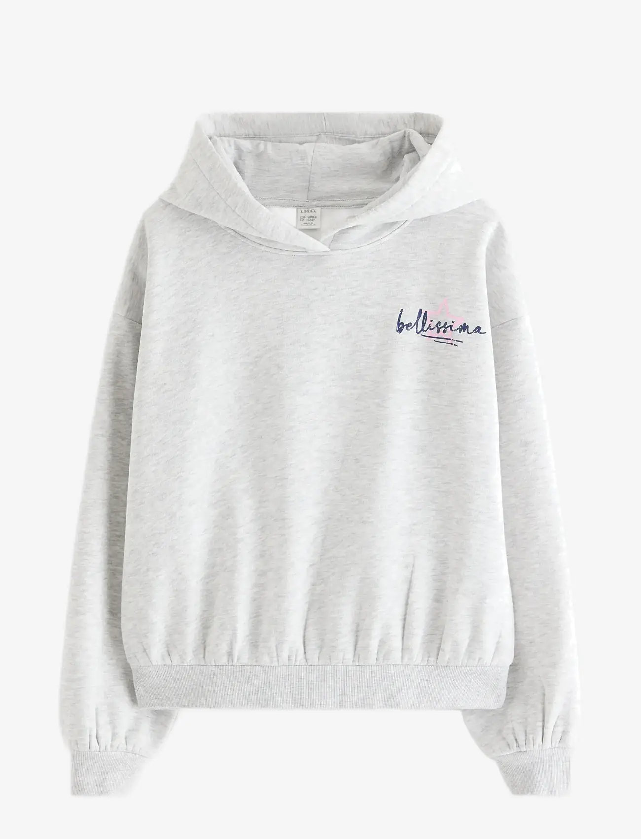 Lindex - Sweatshirt with hood and print - hættetrøjer - light grey melange - 1