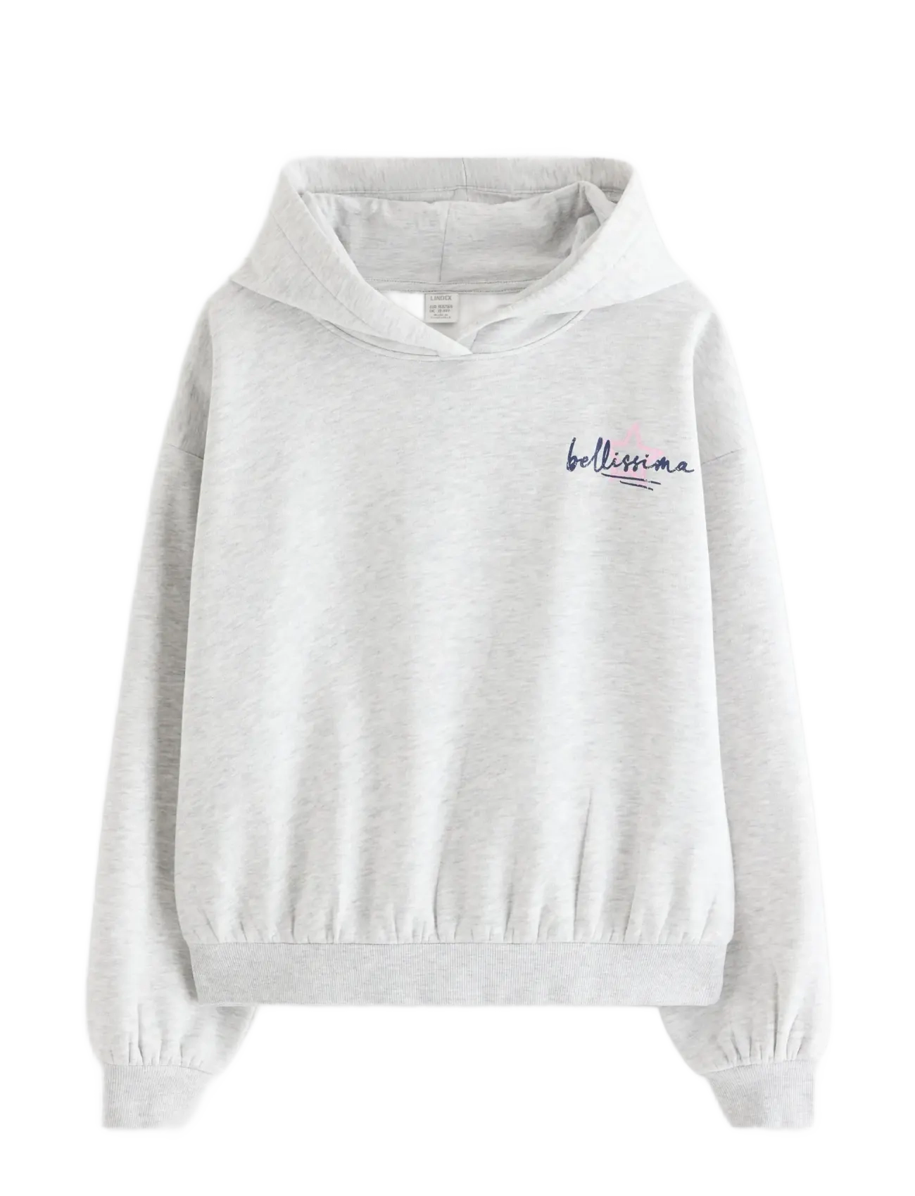 Lindex Sweatshirt with hood and print - Kapuzenpullover - LIGHT GREY MELANGE / grey