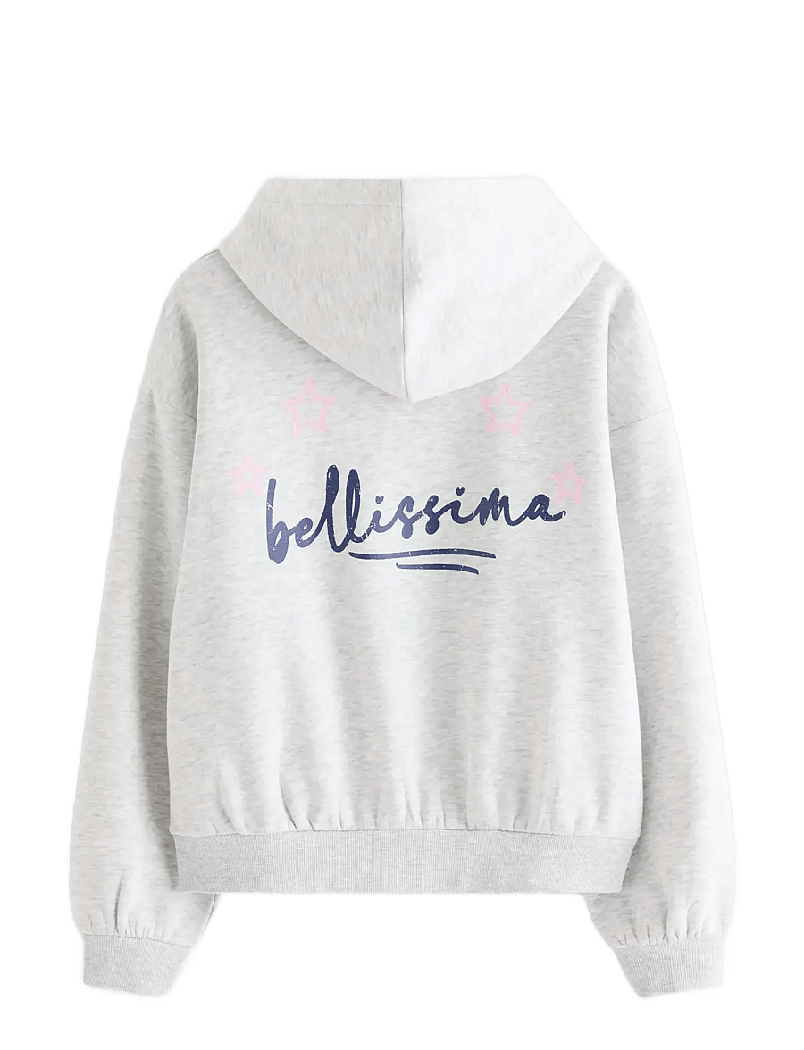 Lindex - Sweatshirt with hood and print - hættetrøjer - light grey melange - 2