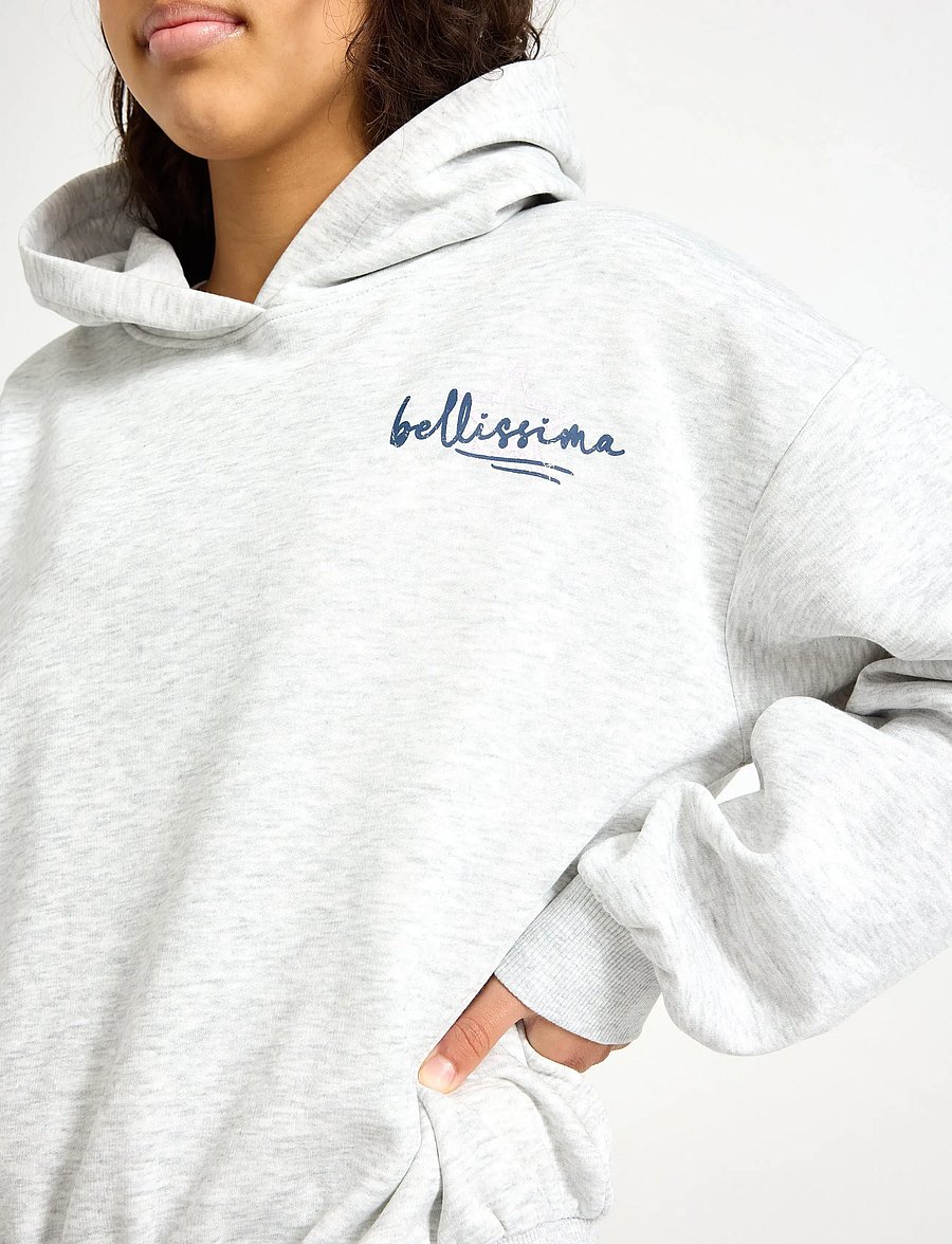 Lindex - Sweatshirt with hood and print - hættetrøjer - light grey melange - 4