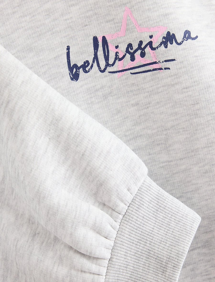 Lindex - Sweatshirt with hood and print - hættetrøjer - light grey melange - 5