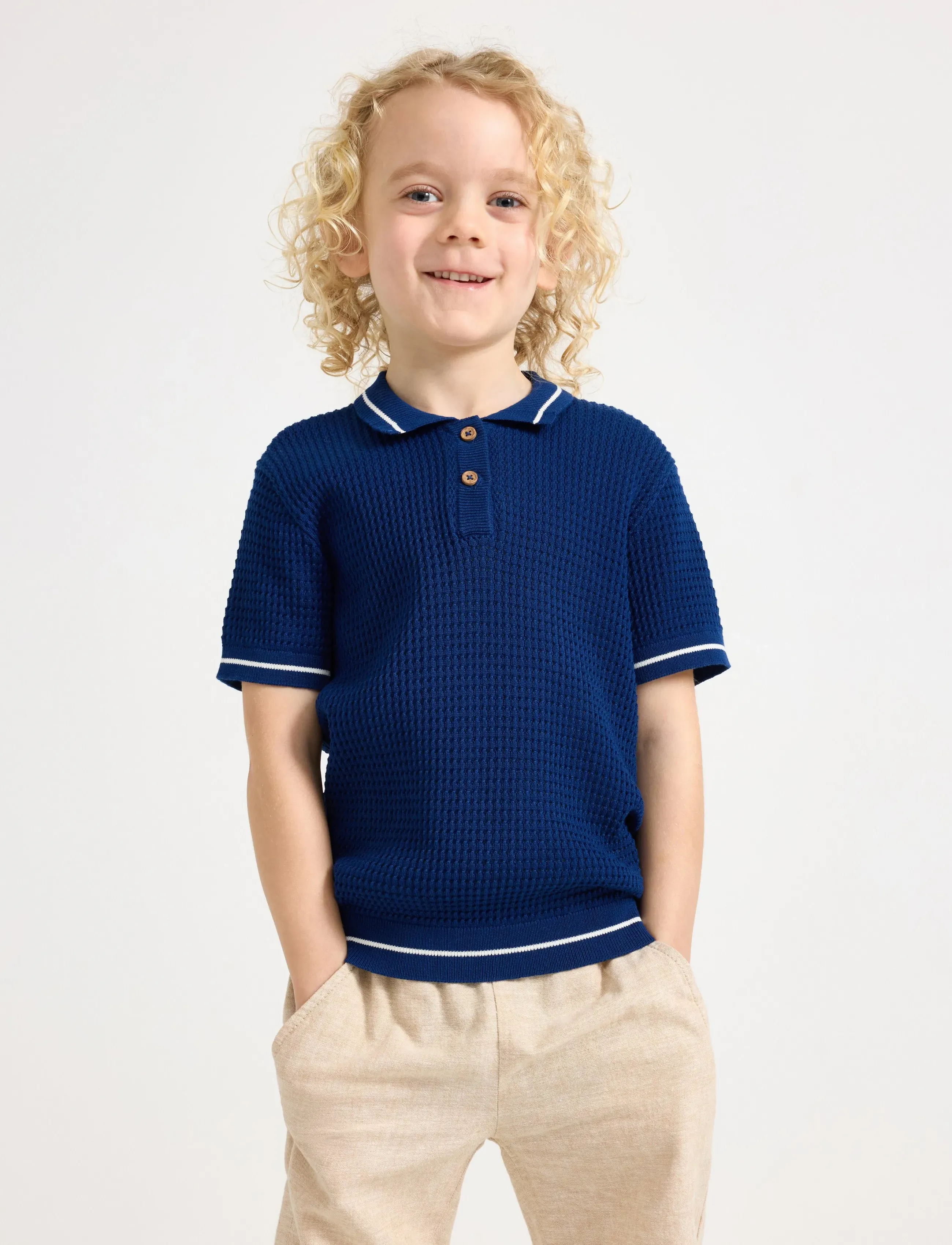 Lindex Short-Sleeved Polo Shirt, 92, Shirts, Weiß - Short-sleeved Kinder