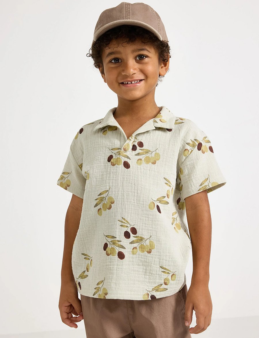 Lindex - Short-sleeved shirt - kortärmade skjortor - light dusty green - 0