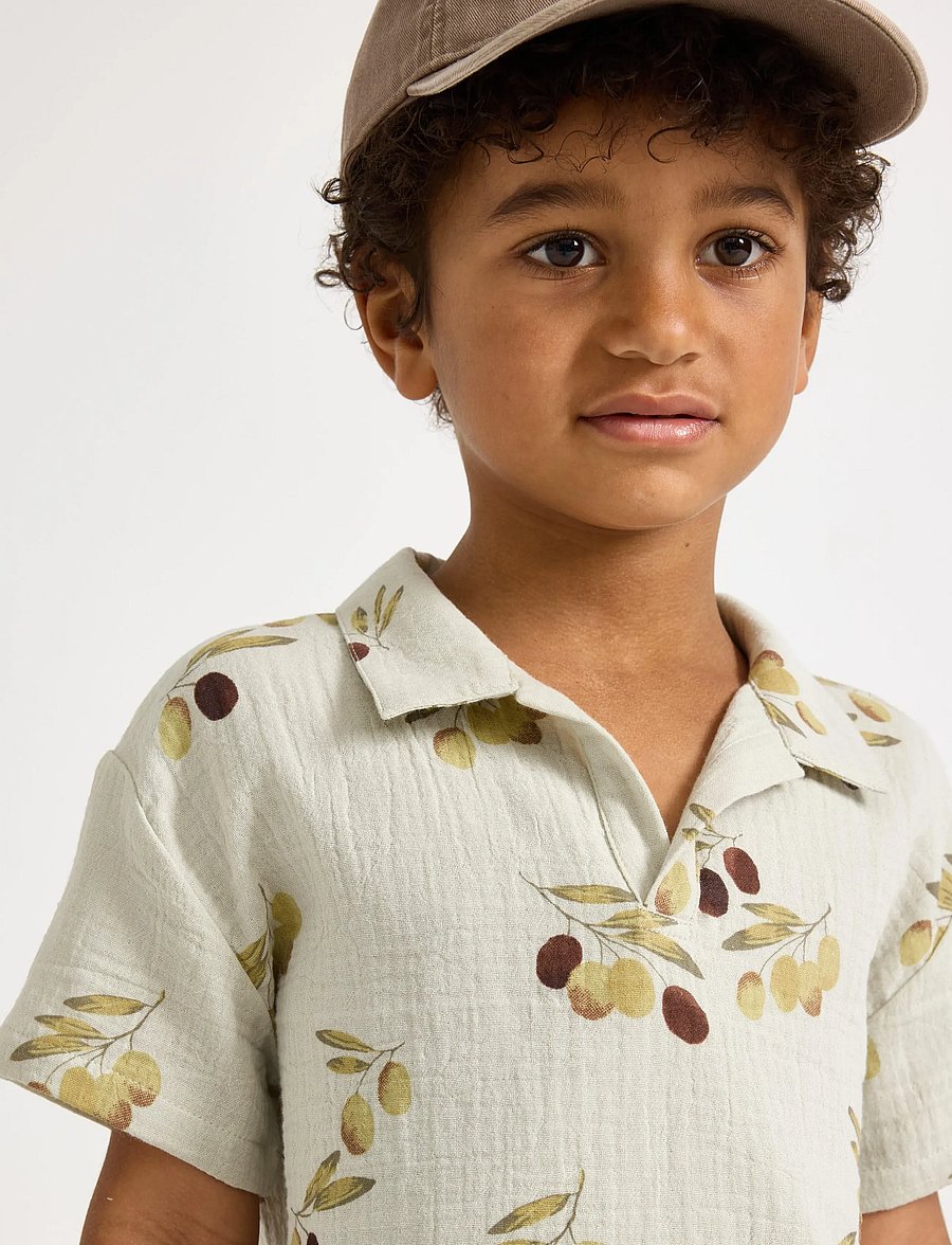 Lindex - Short-sleeved shirt - kortärmade skjortor - light dusty green - 4