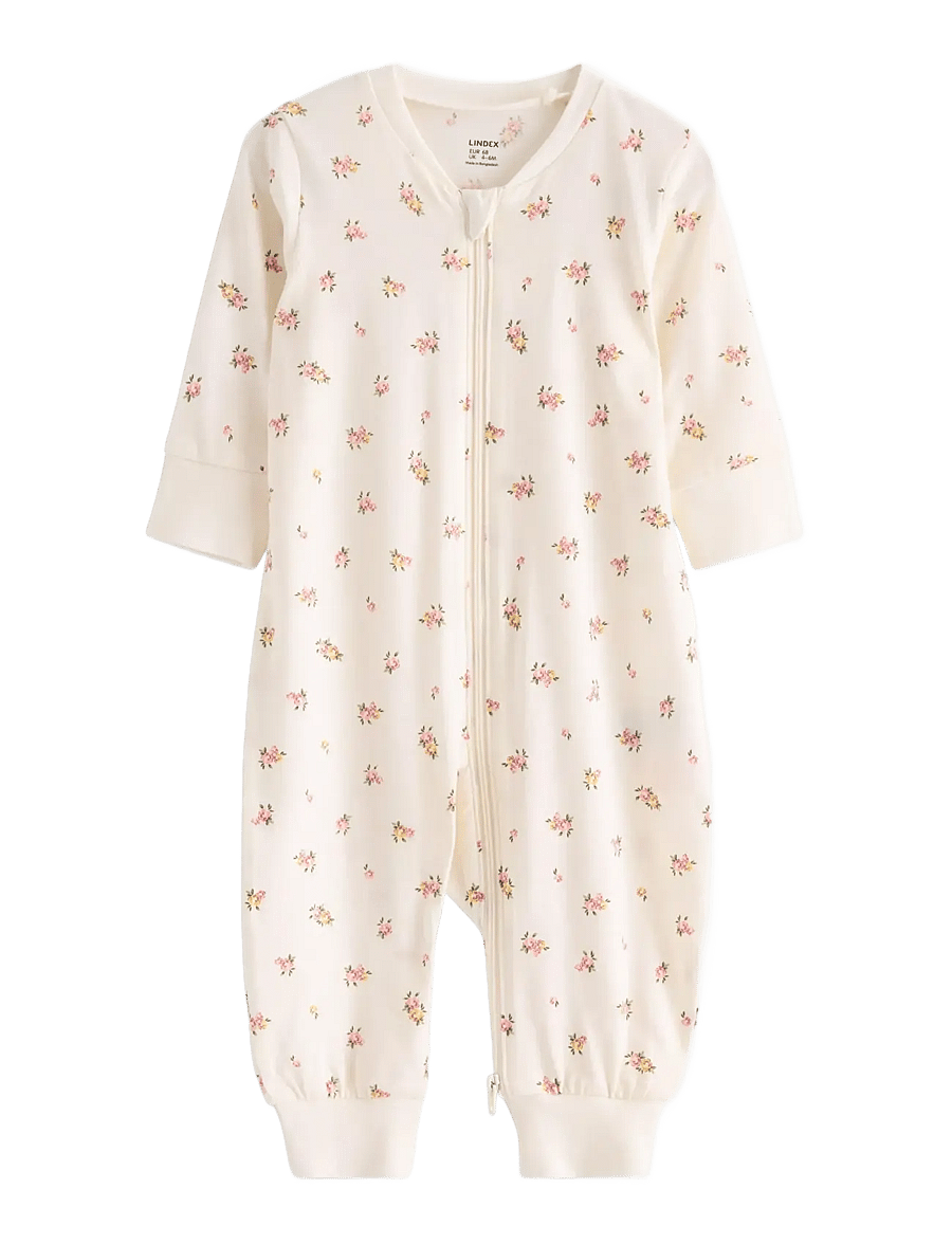 Lindex - Pyjamas romantic flowers - schlafoveralls - light dusty white - 0