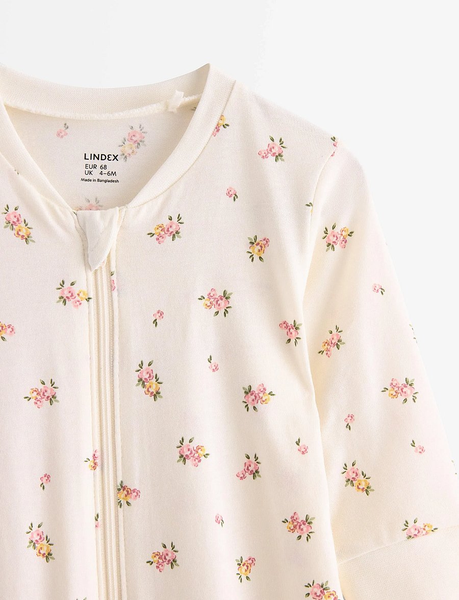 Lindex - Pyjamas romantic flowers - schlafoveralls - light dusty white - 2