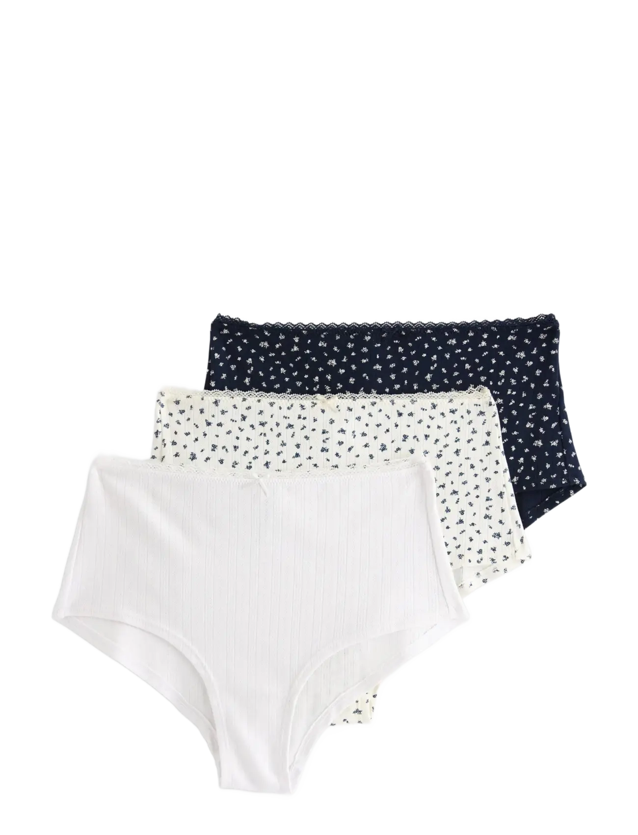 Lindex - 3 Pack brief high pointelle co - lägsta priserna - navy - 1