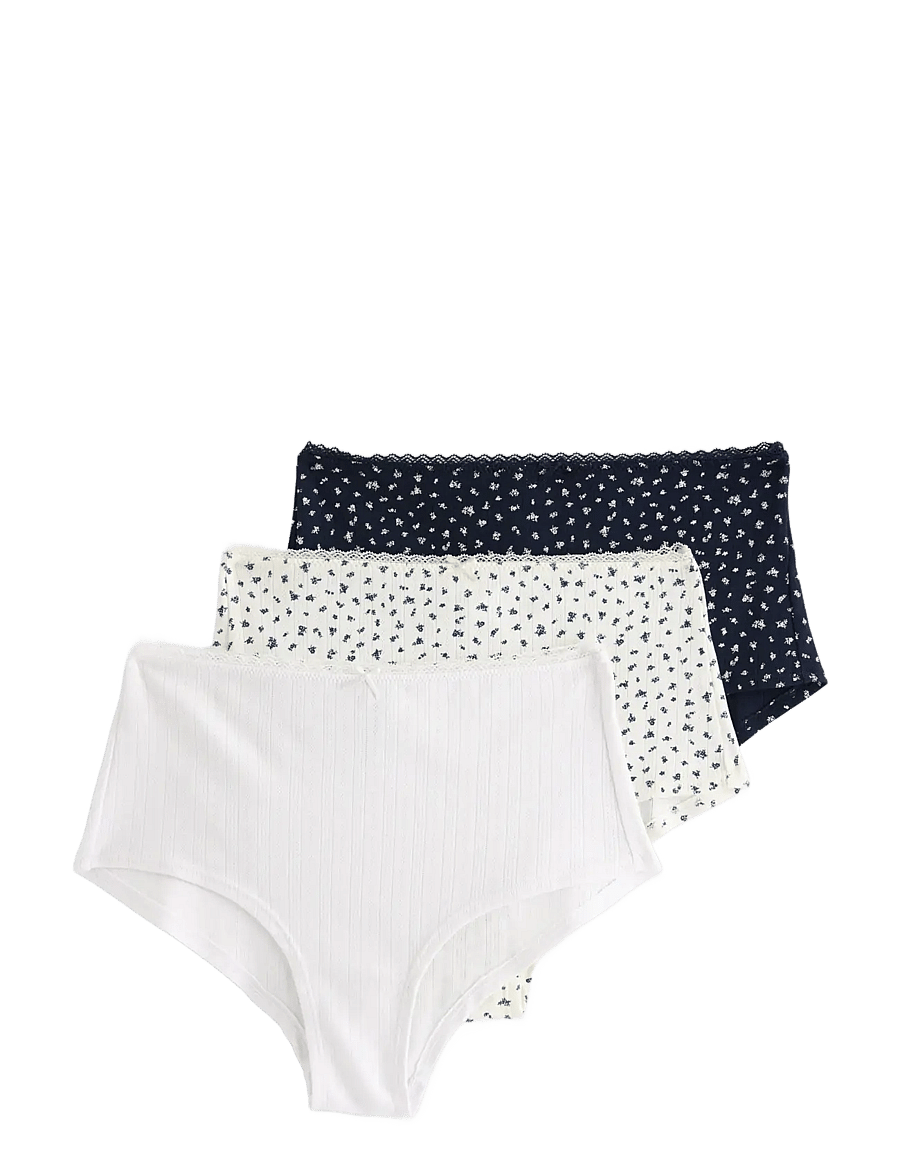 Lindex - 3 Pack brief high pointelle co - slips - navy - 1