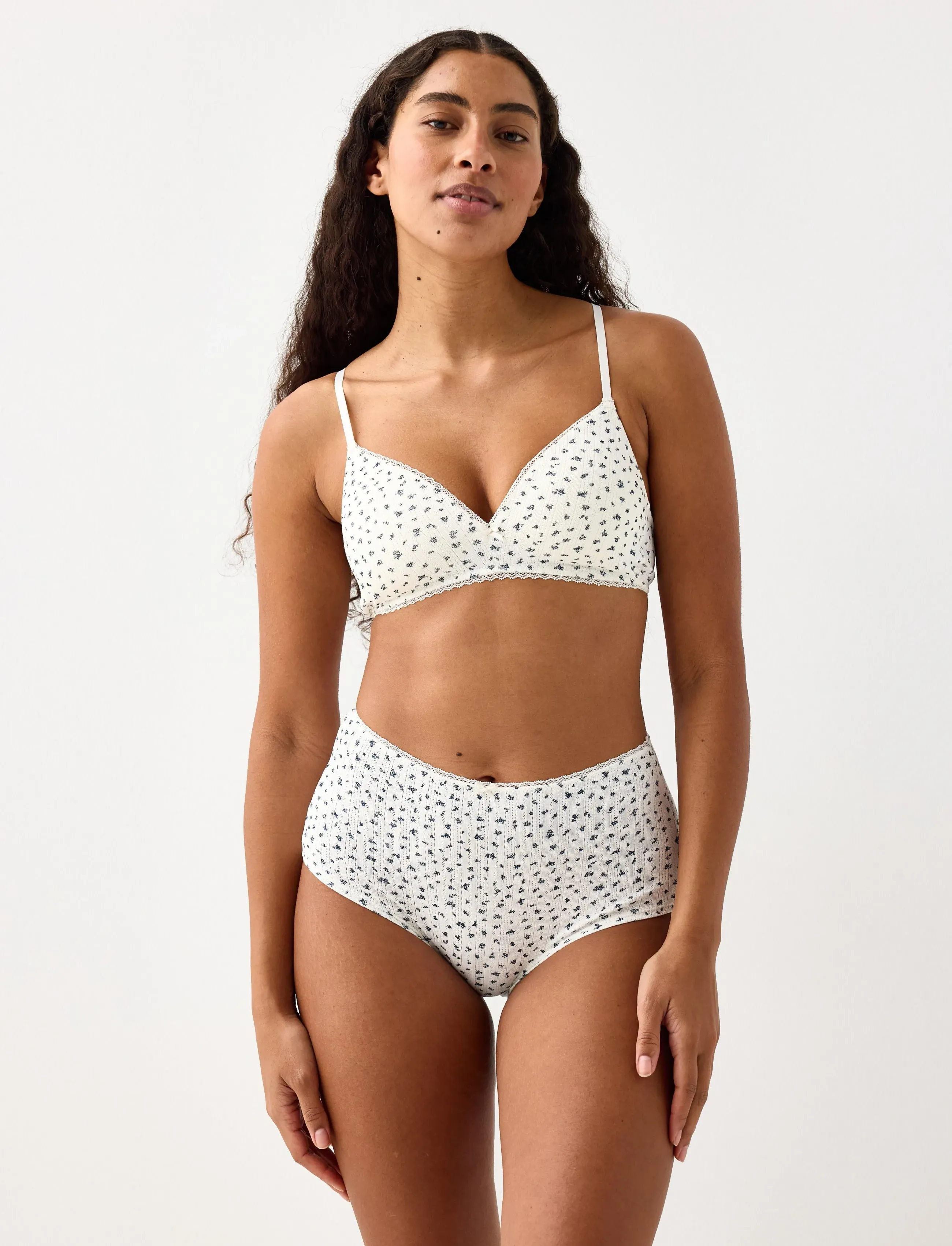 Lindex 3 Pack Brief High Pointelle Co, L, White, Trusser > Trusser, Dame