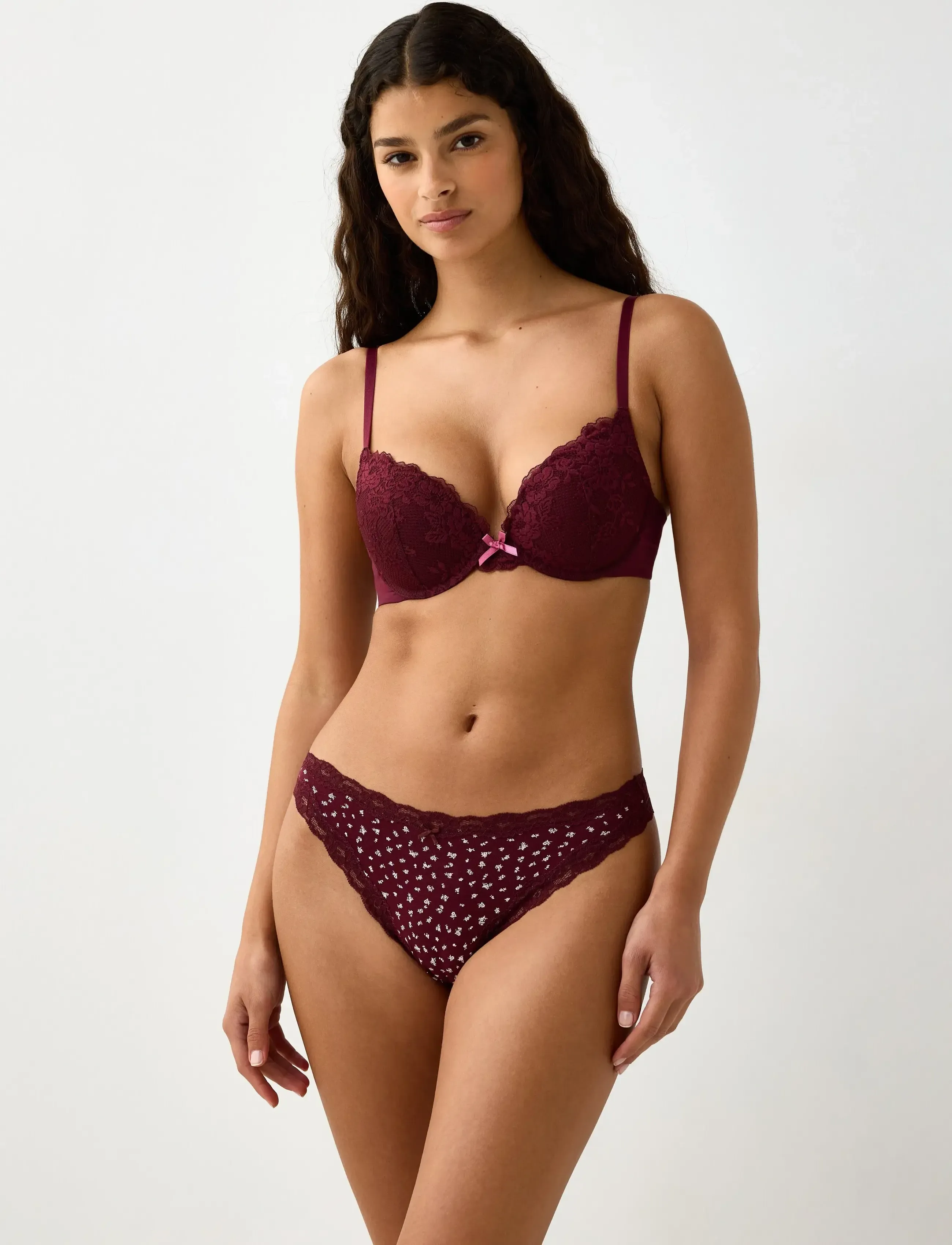 Lindex 3-Pack Thong With Lace Details, XS, Burgundy, Trusser > G-Streng, Dame