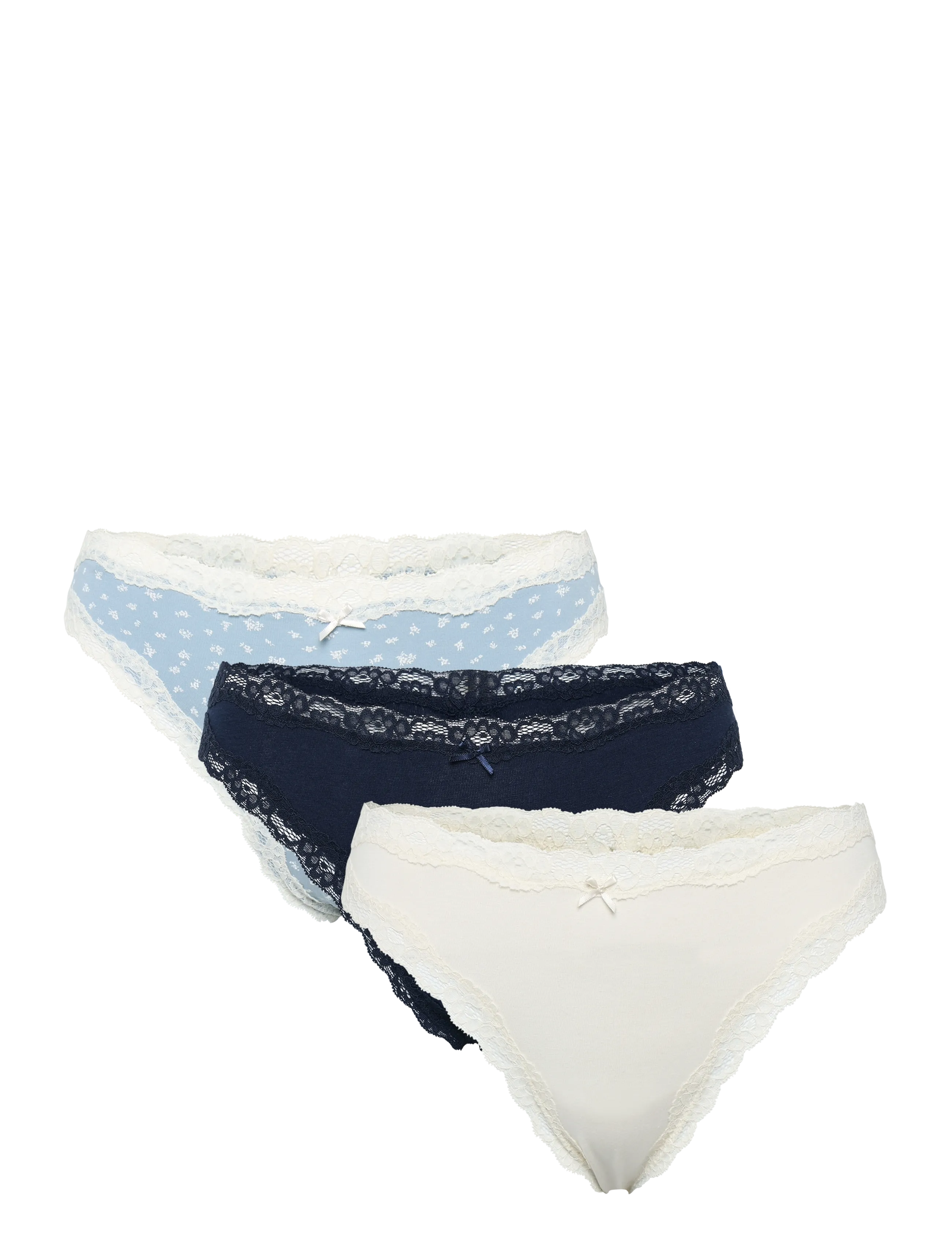 Lindex 3-pack thong with lace details - Unterwäsche - LIGHT DUSTY BLUE / blue