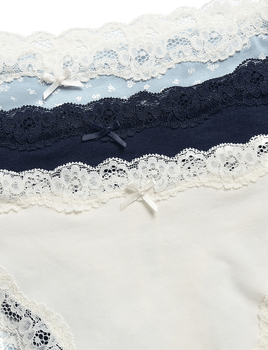 Lindex - 3-pack thong with lace details - tangas - light dusty blue - 5