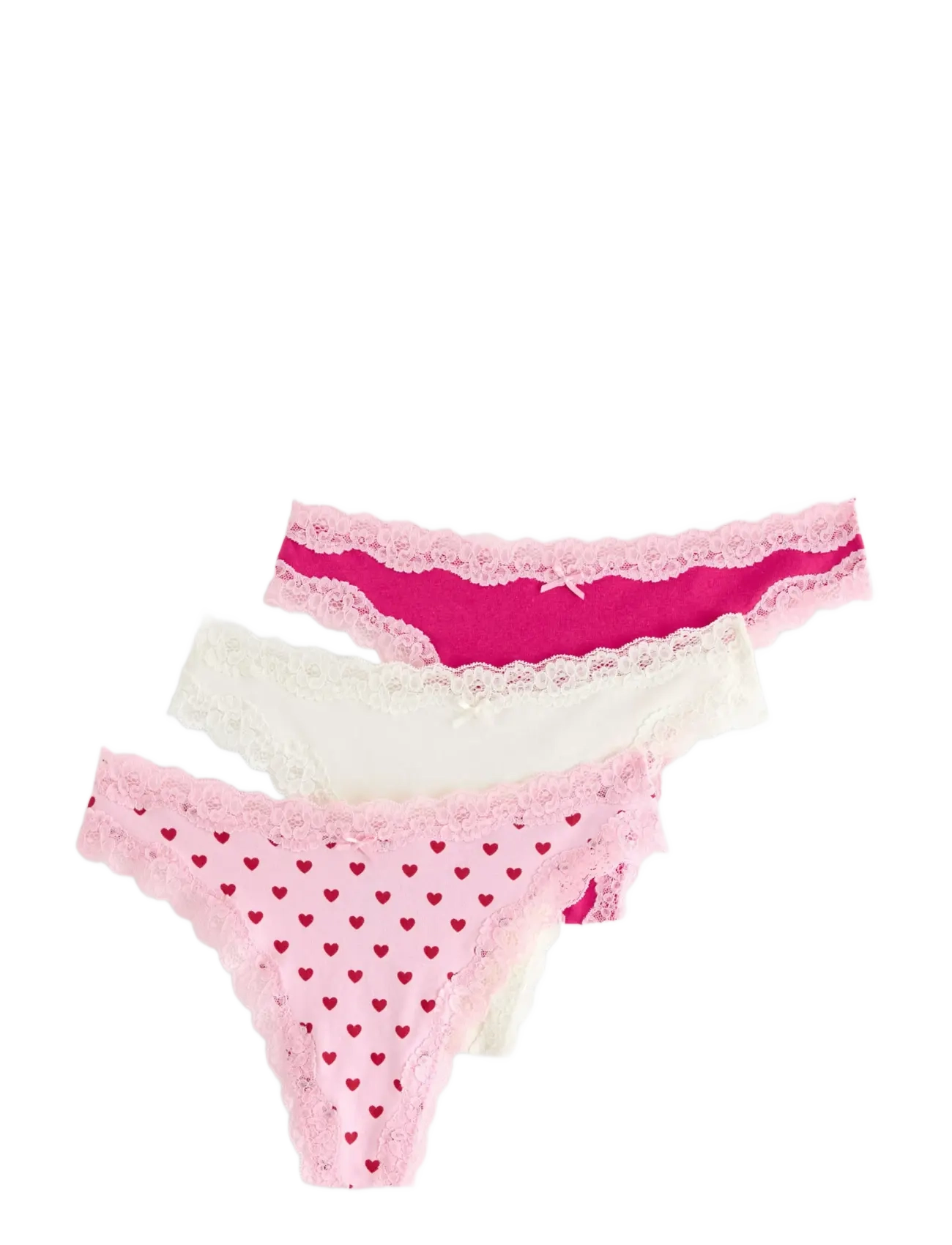 Lindex 3 pack Brief thong reg WILMA c - Stringtrusser - LIGHT PINK / pink/rose