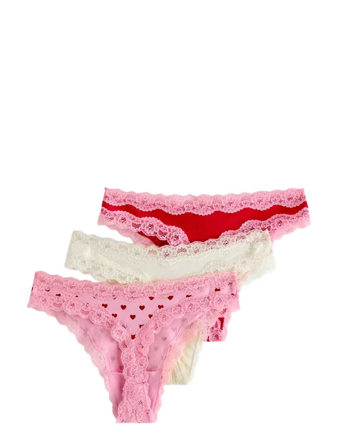 Lindex - 3-pack thong with lace details - stringtrosor - light pink - 2