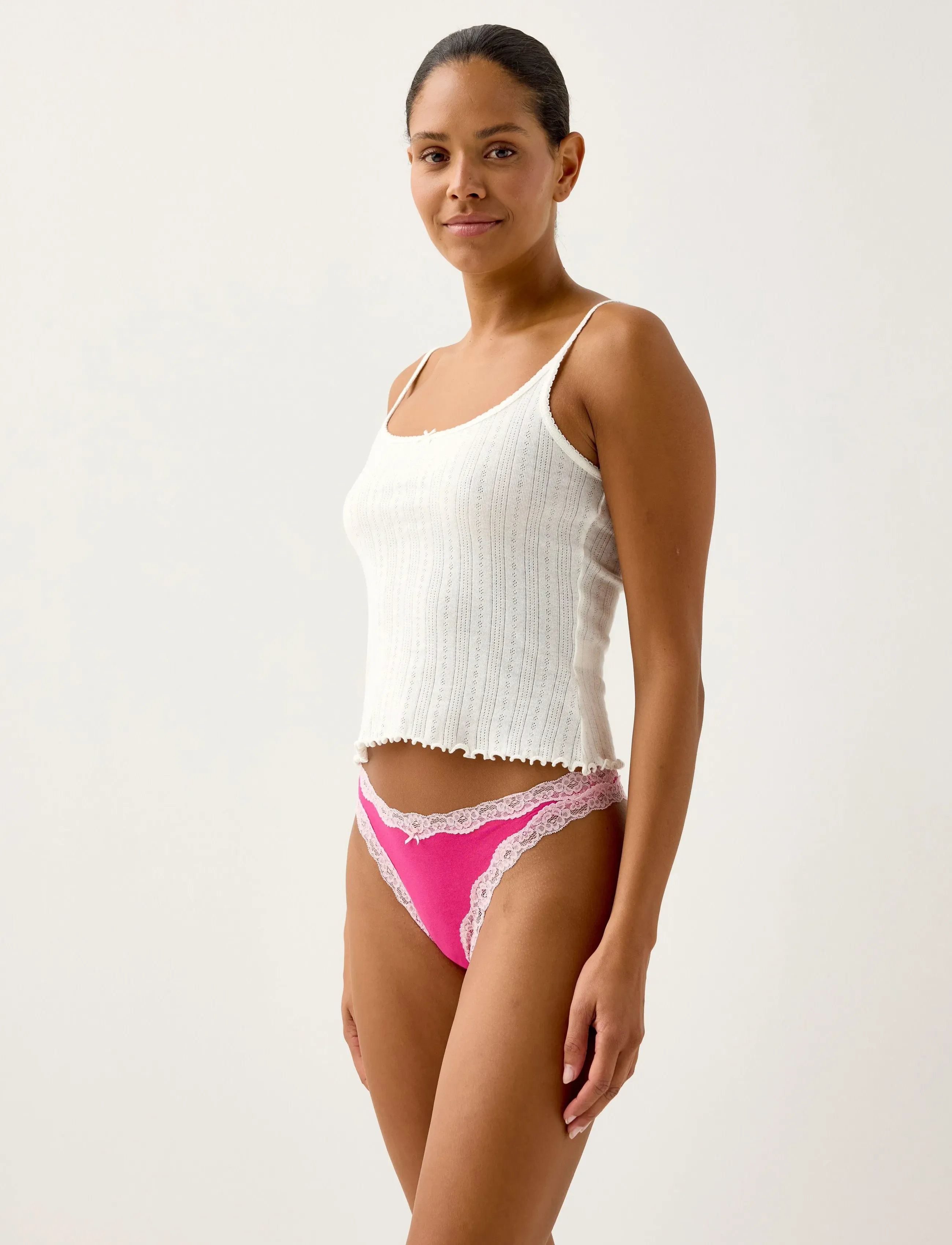 Lindex 3-pack thong with lace details - Lingerie - LIGHT PINK / pink/rose