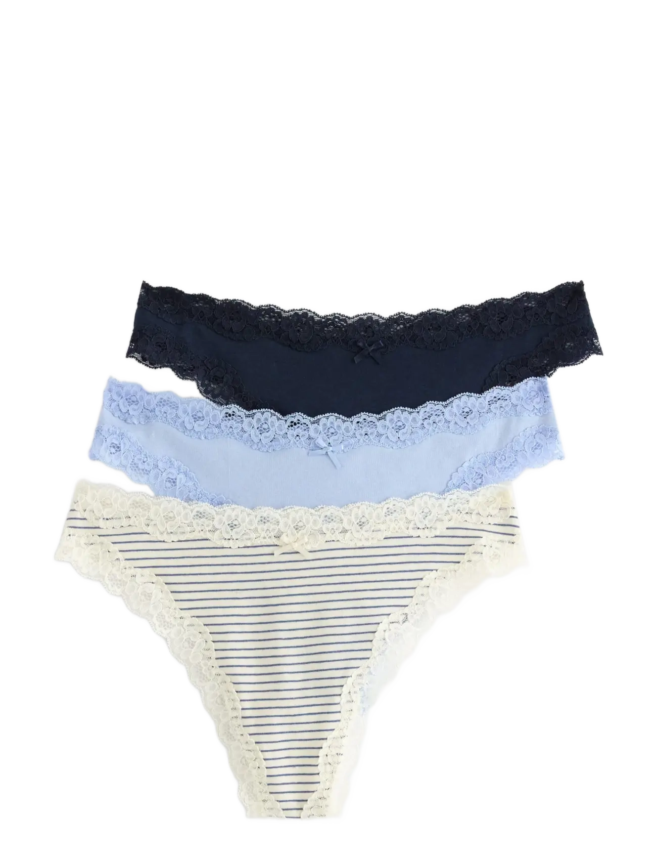 Lindex 3 pack Brief thong reg WILMA c - Slips - LIGHT WHITE / navy