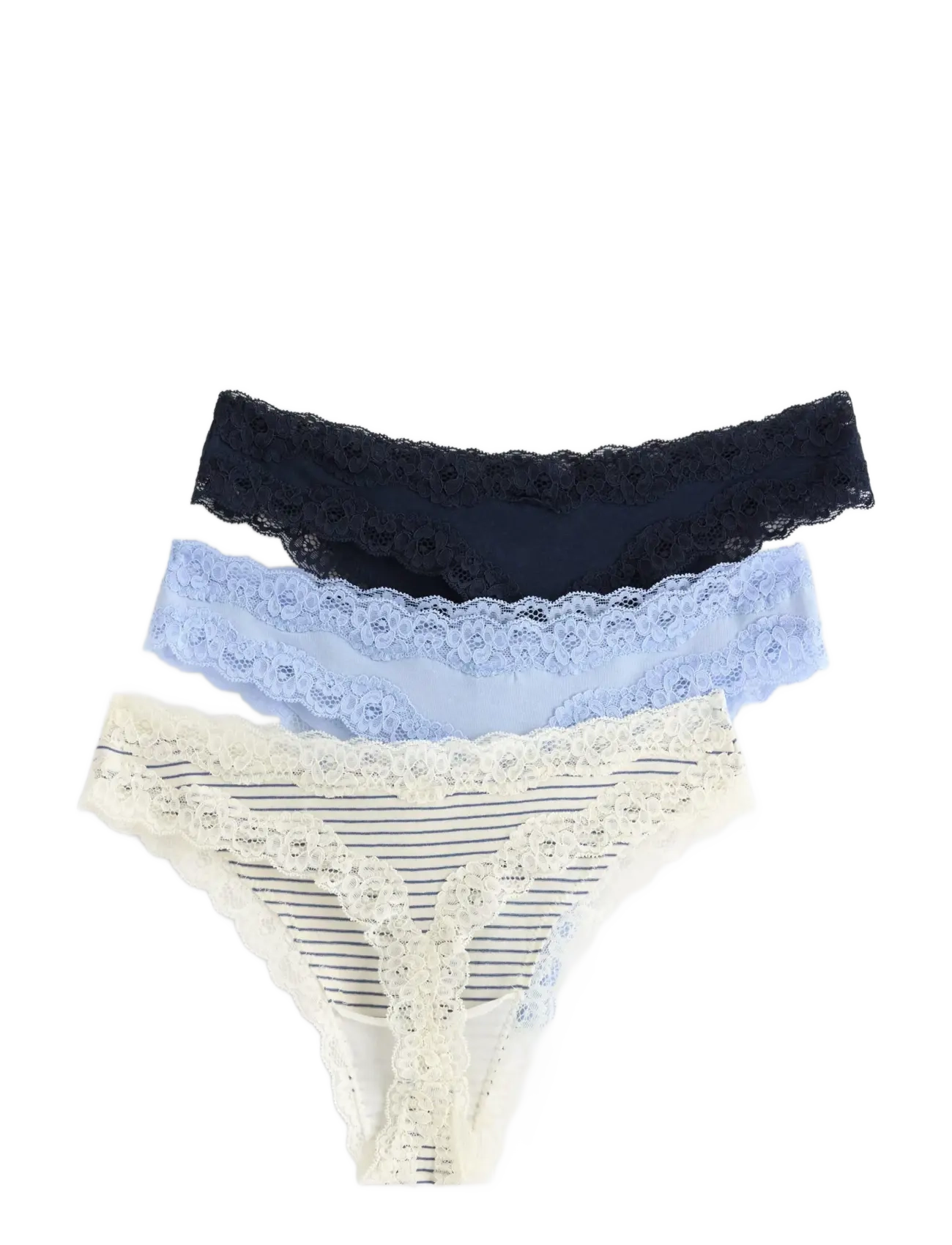 Lindex - 3-pack thong with lace details - stringtrusser - light white - 2