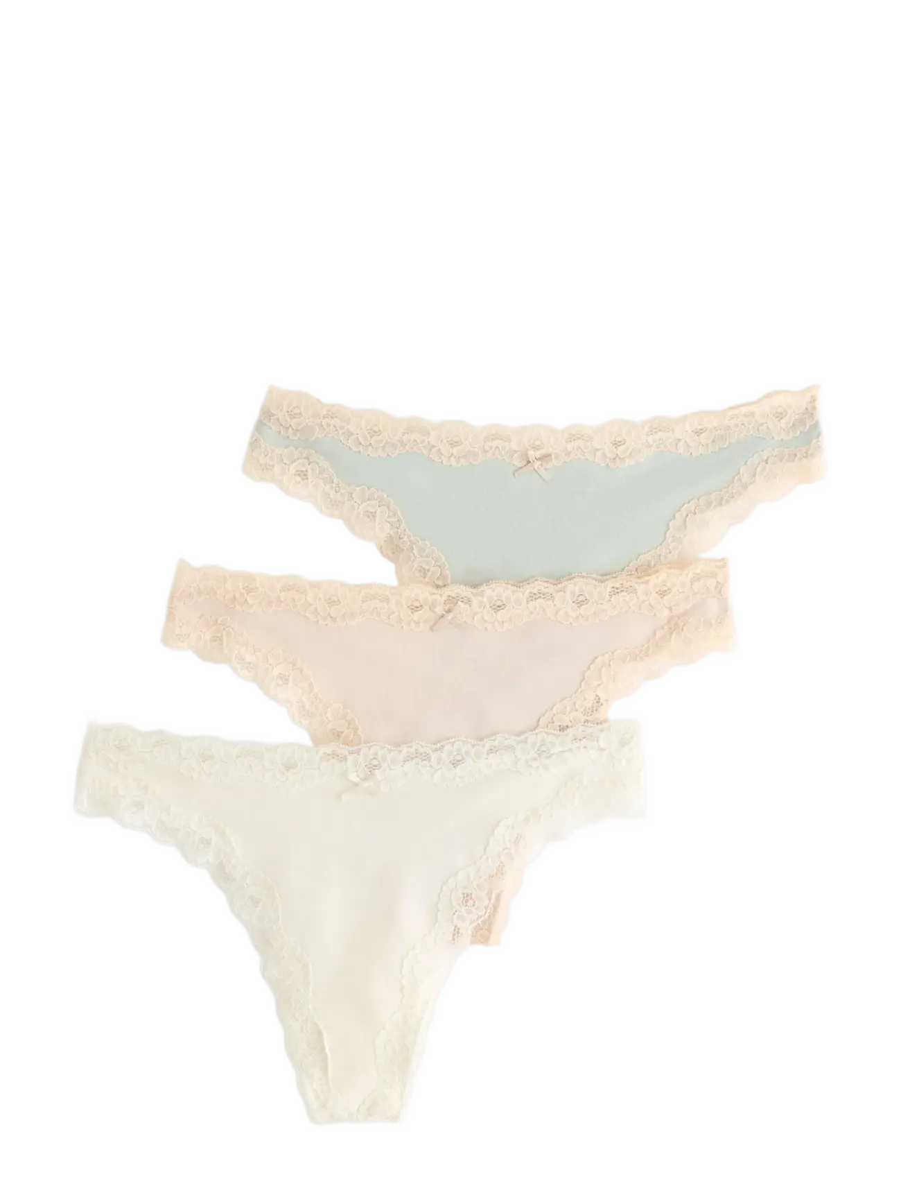 Lindex 3-pack thong with lace details - Stringid - OFF WHITE / multi