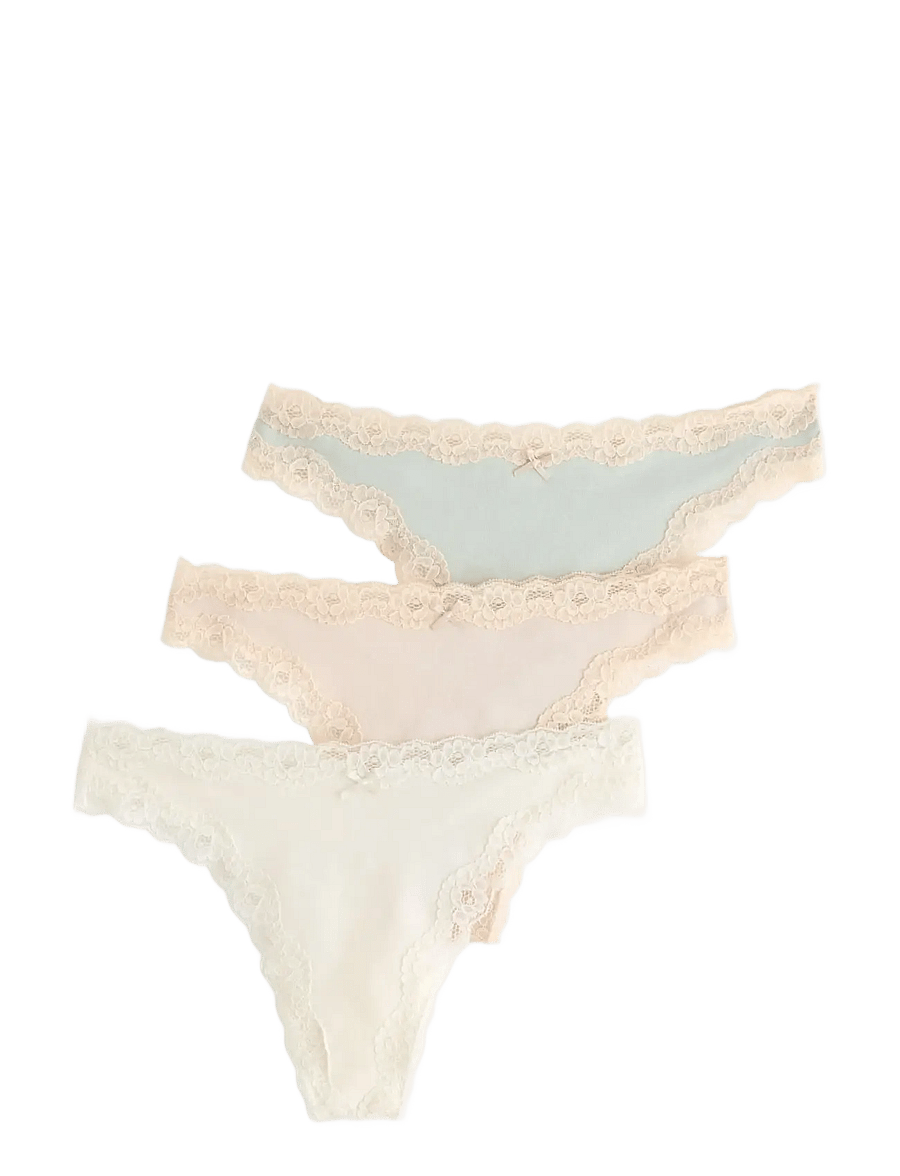 Lindex - 3-pack thong with lace details - stringid - off white - 0