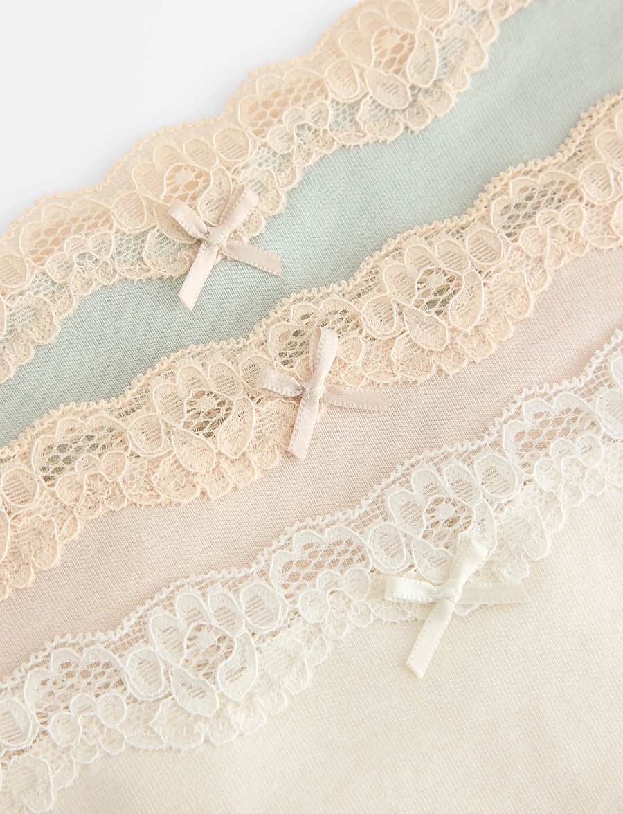 Lindex - 3-pack thong with lace details - stringid - off white - 2