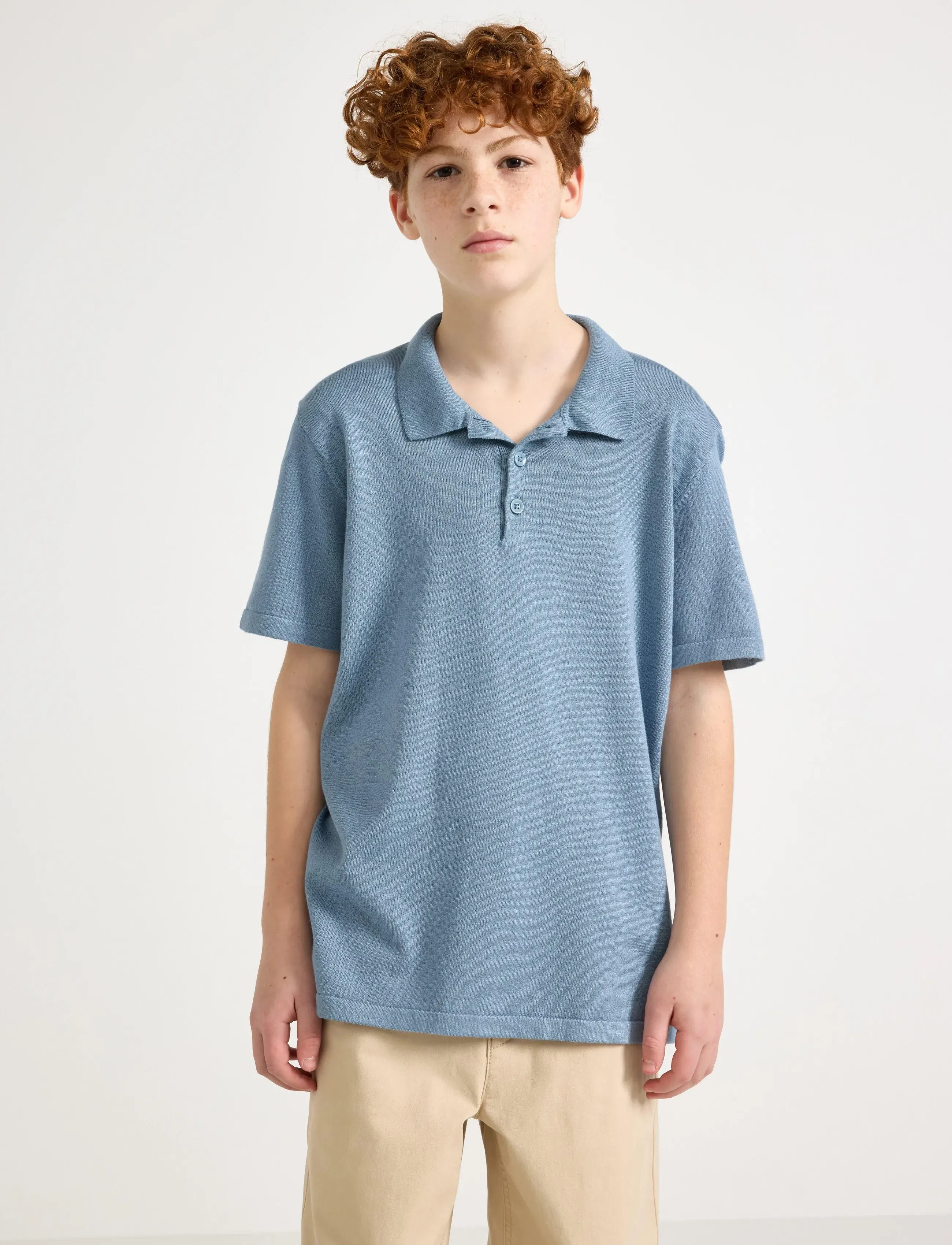Lindex Short-Sleeved Polo Shirt, Børn, Kortærmet Poloshirt, Blå, Str: 128