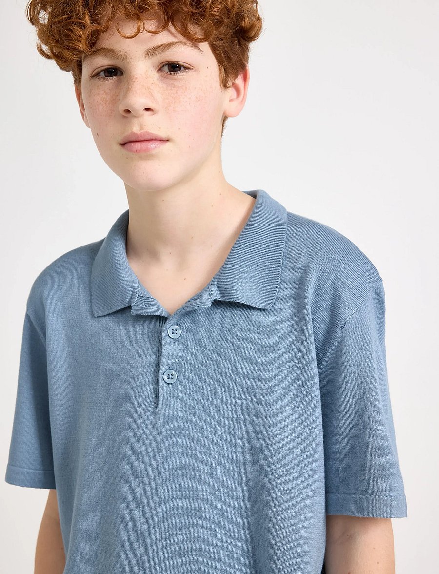 Lindex - Short-sleeved polo shirt - kortærmede poloer - lt dusty blue - 4