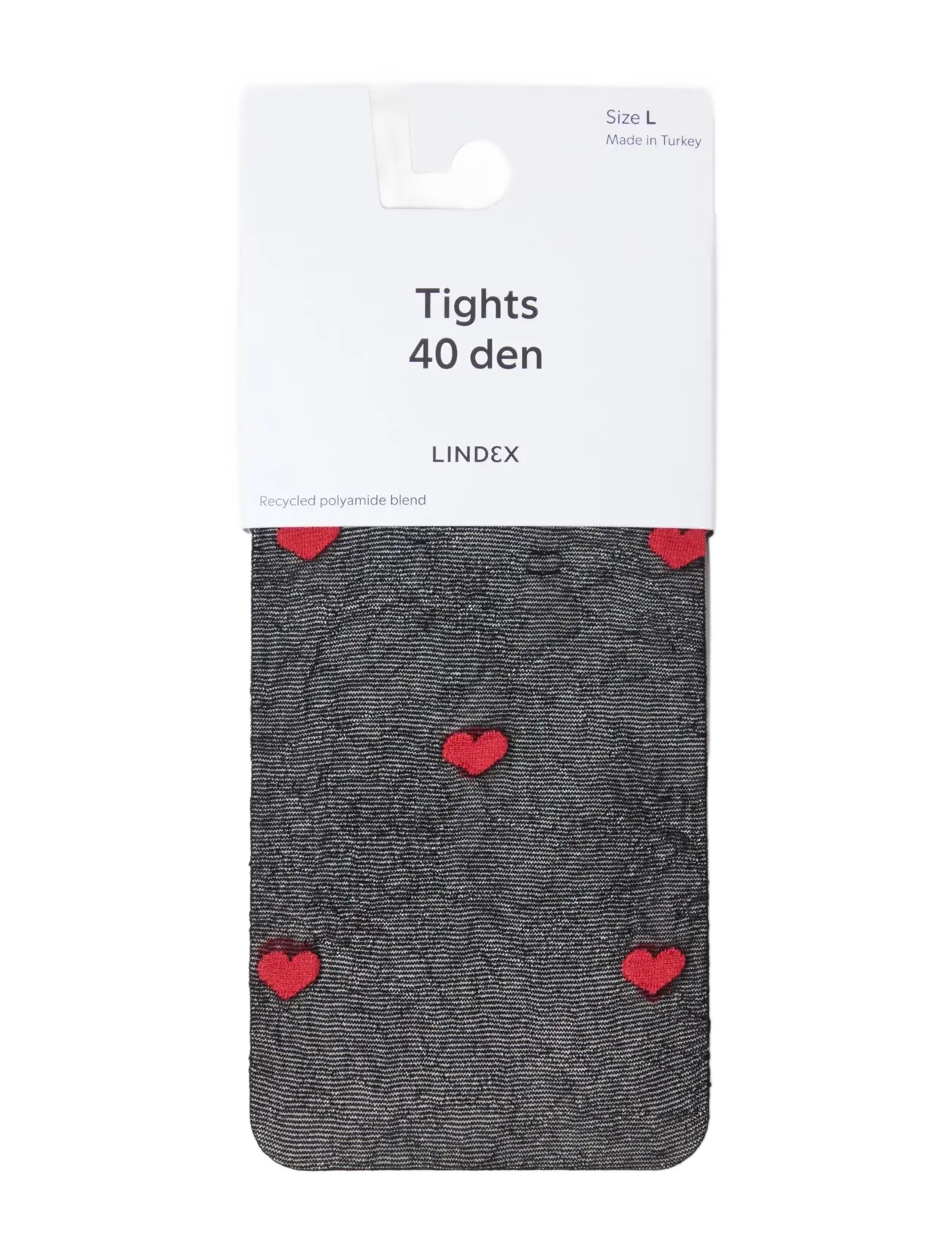 Lindex Tights 40 den red hearts - Festtøj - BLACK / black