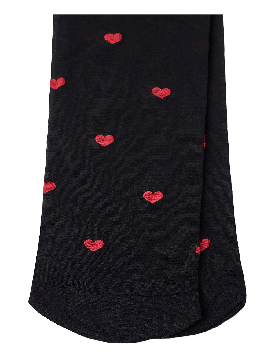 Lindex - Tights 40 den red hearts - special occasions - black - 2