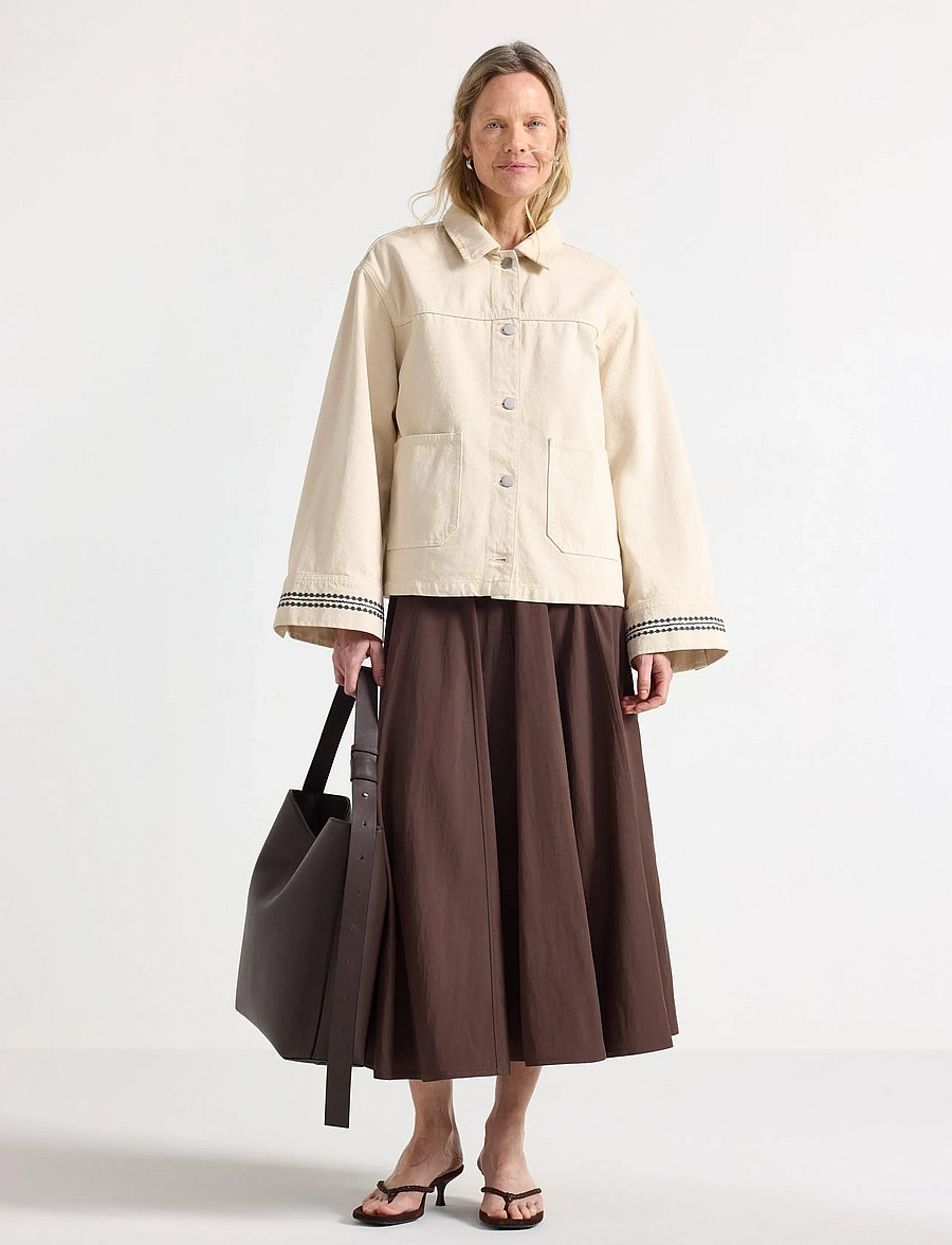 Lindex - Jacket with embroidery - lentejassen - light beige - 0