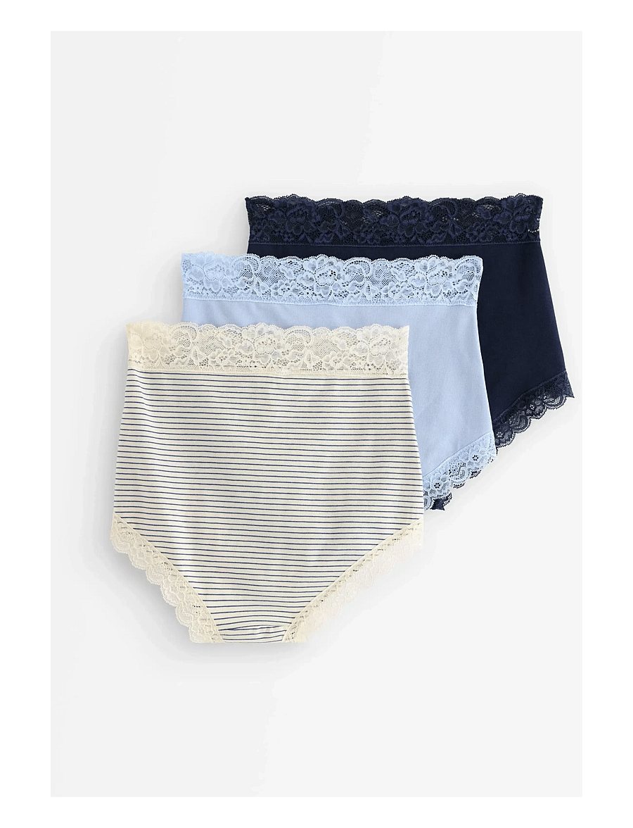 Lindex - Brief high Emelie lace 3 p - midi- ja maksialuspüksid - light white - 1