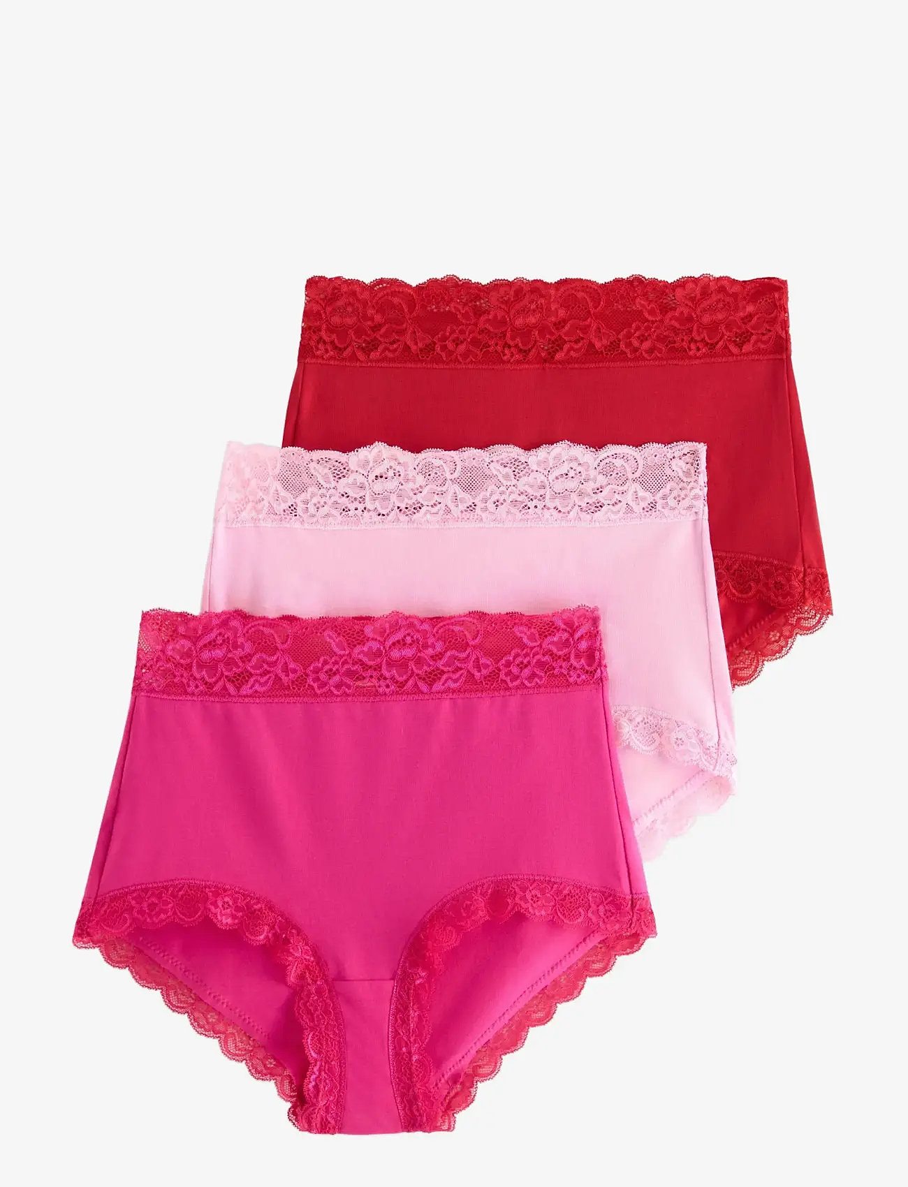 Lindex - 3-pack briefs with high waist - midi & maxi slips - pink - 1