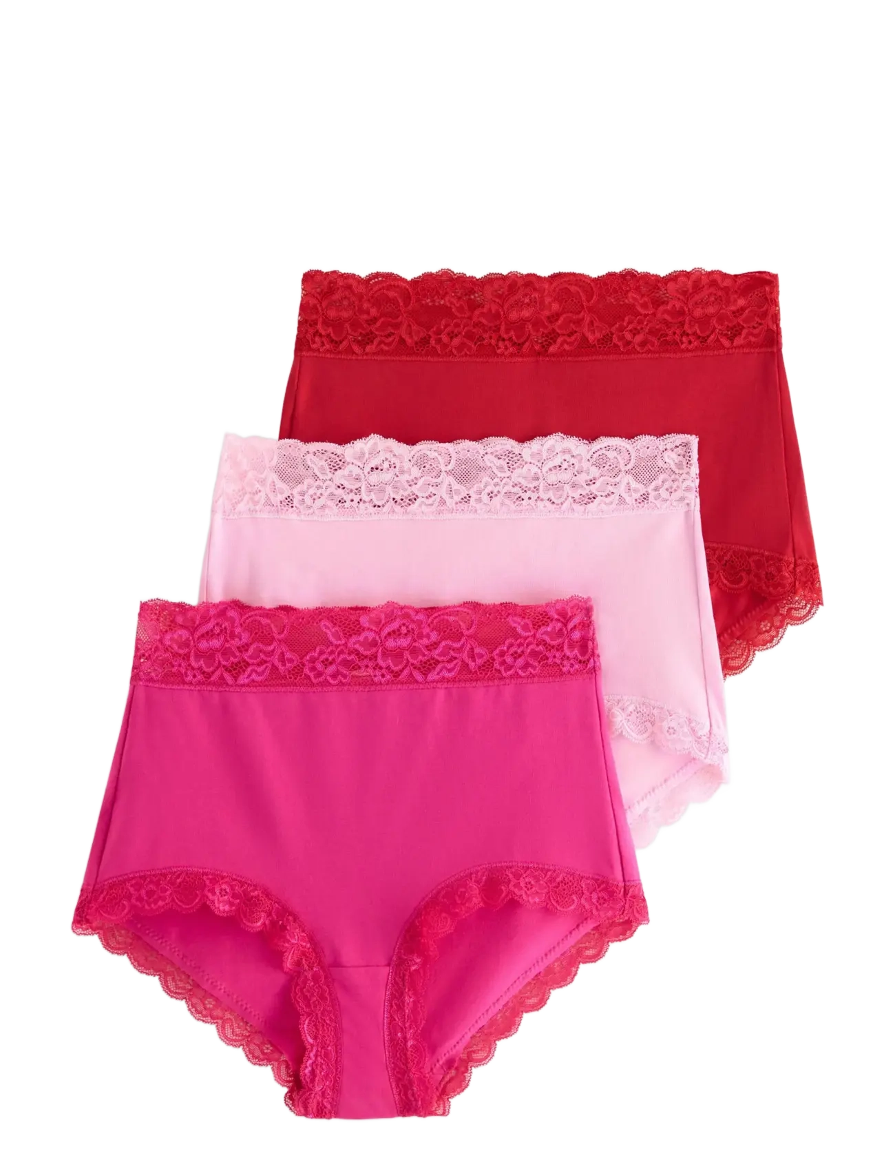Lindex Brief high Emelie lace 3 p - Apakšveļa - PINK / red