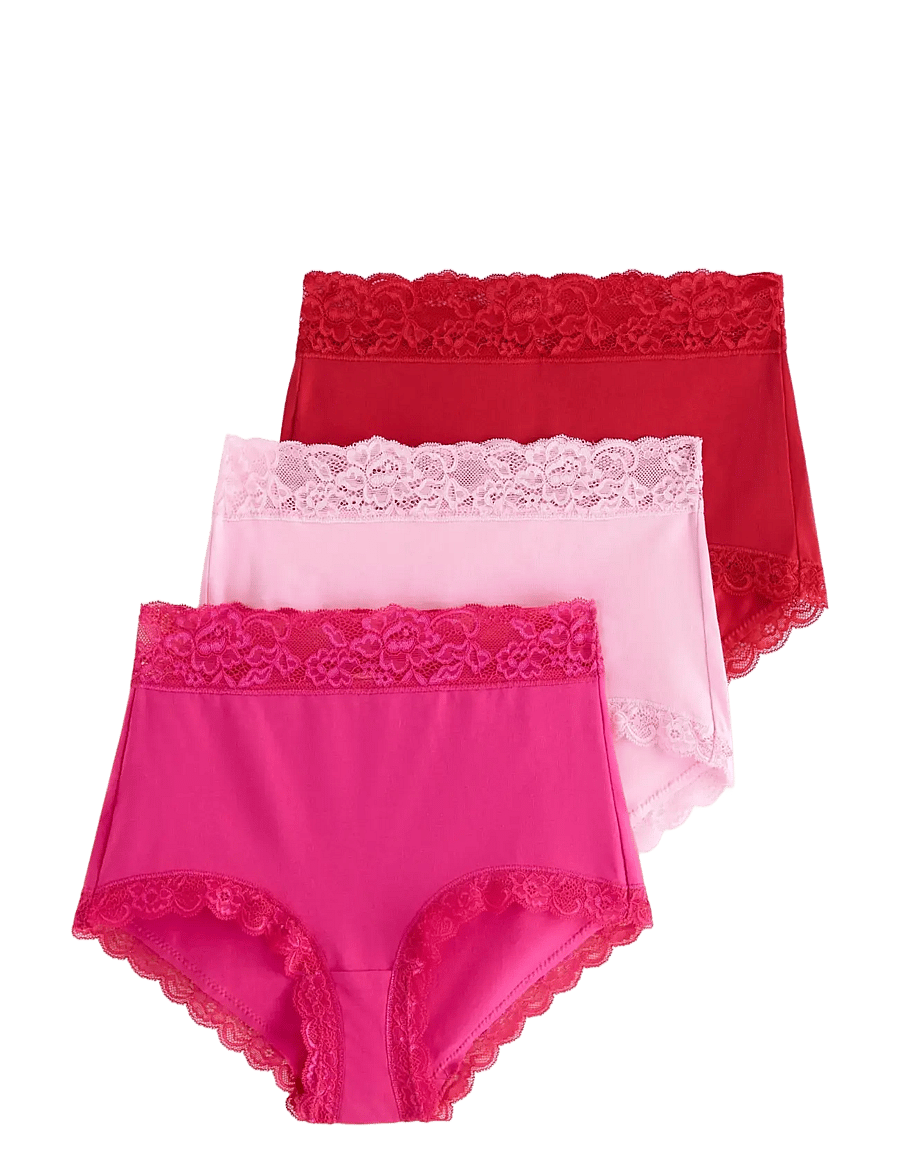 Lindex - Brief high Emelie lace 3 p - midi & maxi slips - pink - 1