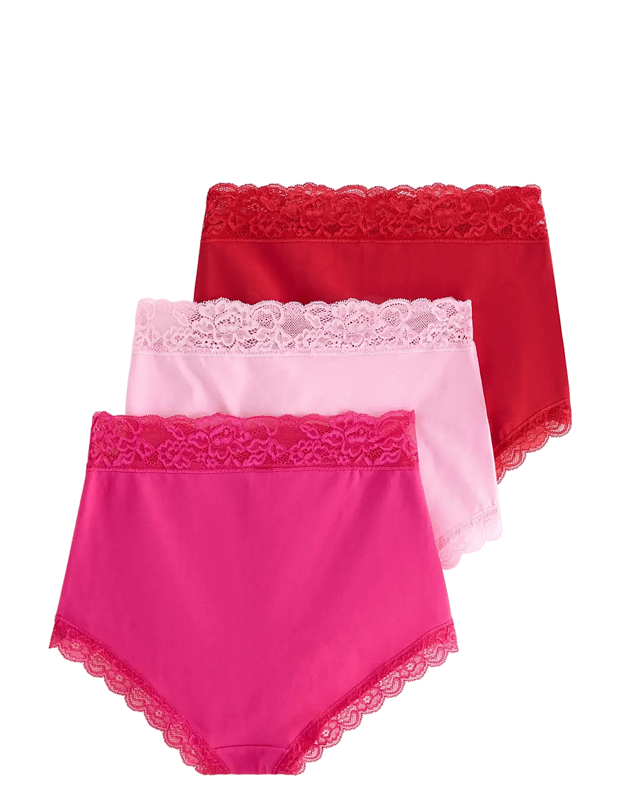 Lindex - Brief high Emelie lace 3 p - midi & maxi slips - pink - 2