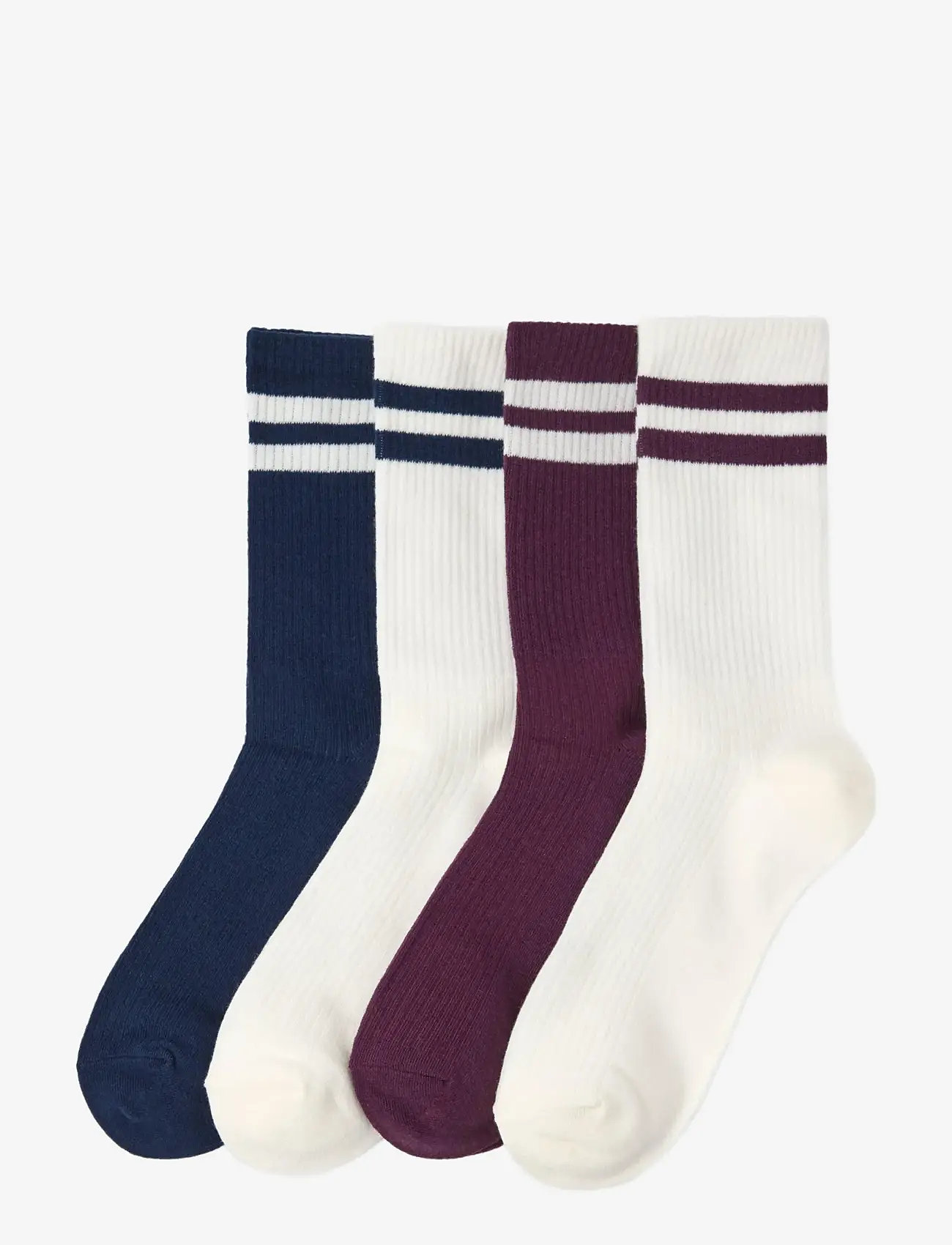 Lindex - Sock 4 p varsity stripes - vanliga strumpor - dark dusty lilac - 0