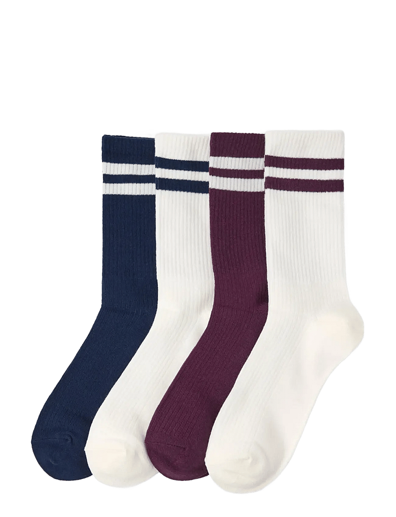 Lindex - Sock 4 p varsity stripes - vanliga strumpor - dark dusty lilac - 0
