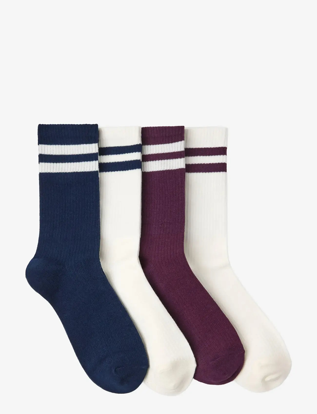 Lindex - Sock 4 p varsity stripes - vanliga strumpor - dark dusty lilac - 1