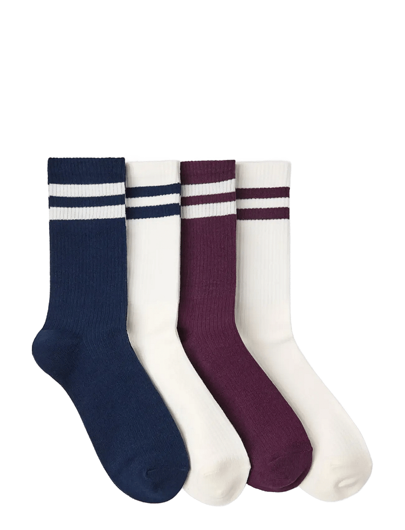 Lindex - Sock 4 p varsity stripes - vanliga strumpor - dark dusty lilac - 1