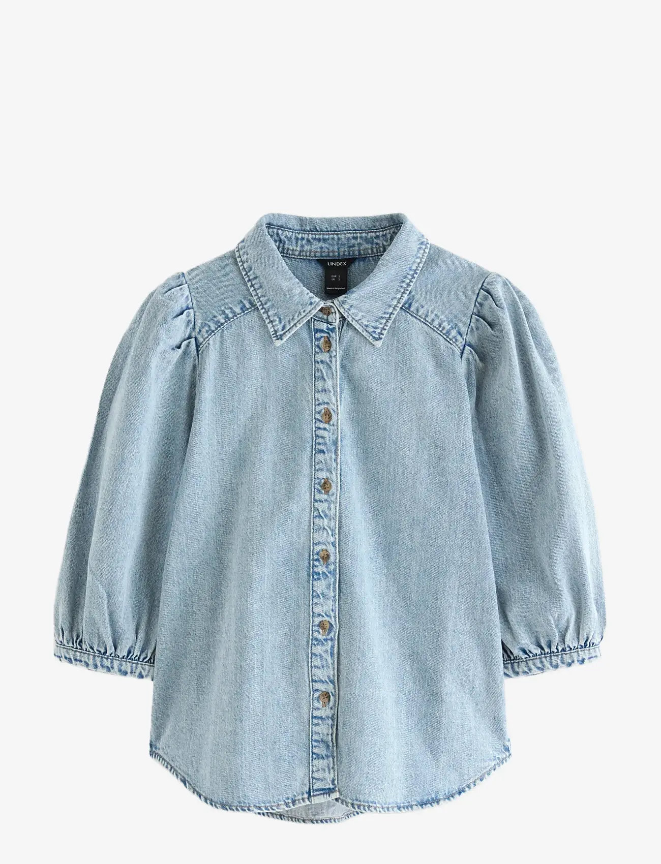 Lindex - Short-sleeved denim shirt - denimskjorter - denim blue - 1